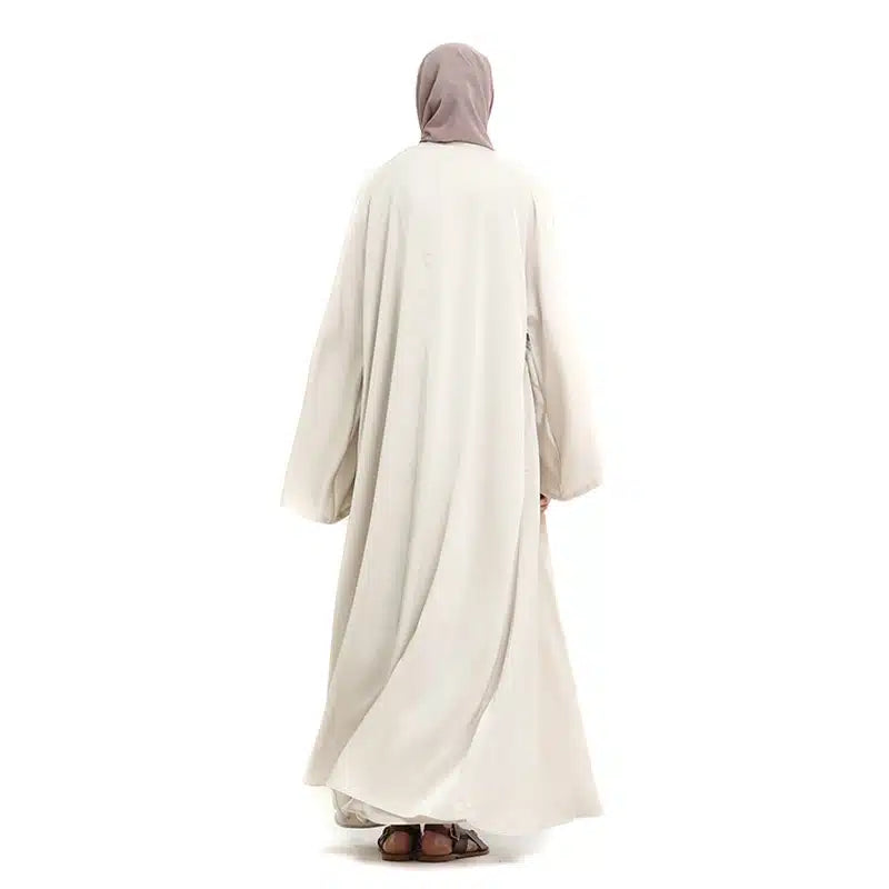 Two Piece Loose-fit Satin Ivory Kimono