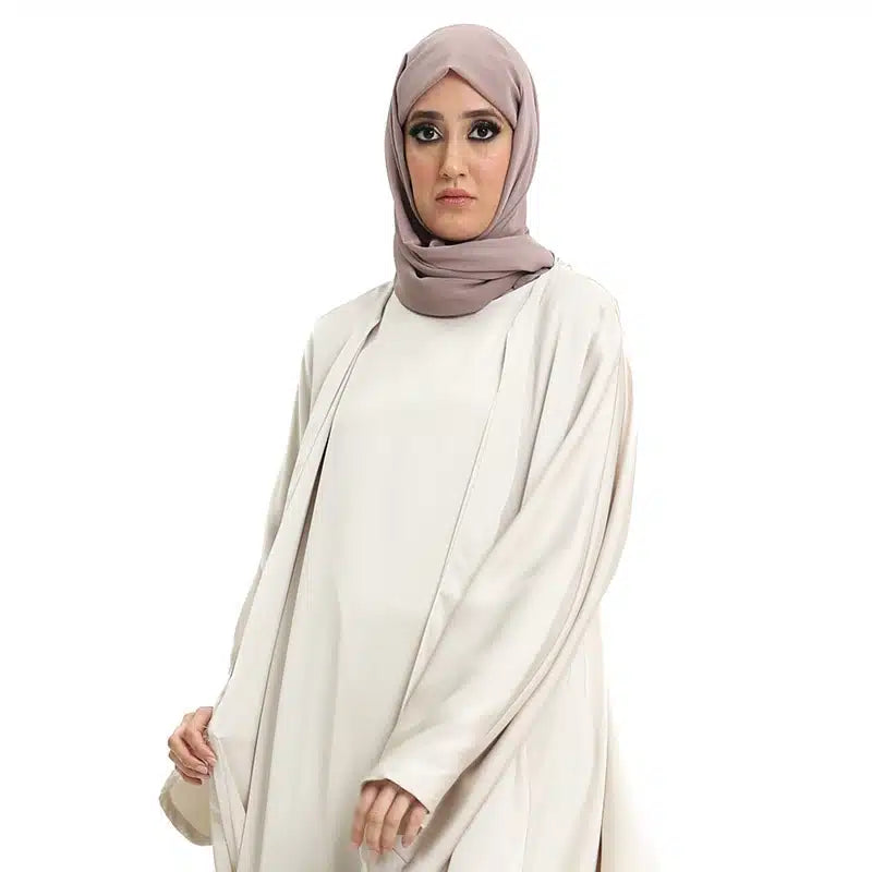 Two Piece Loose-fit Satin Ivory Kimono