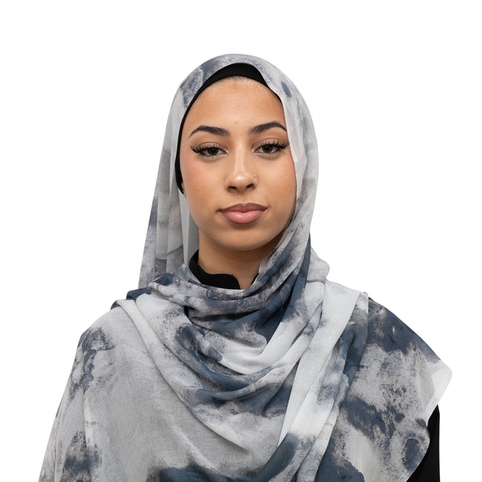 Watercolor Smooth Modal Hijab Blue Grey