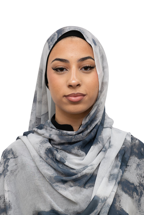 Watercolor Smooth Modal Hijab Blue Grey