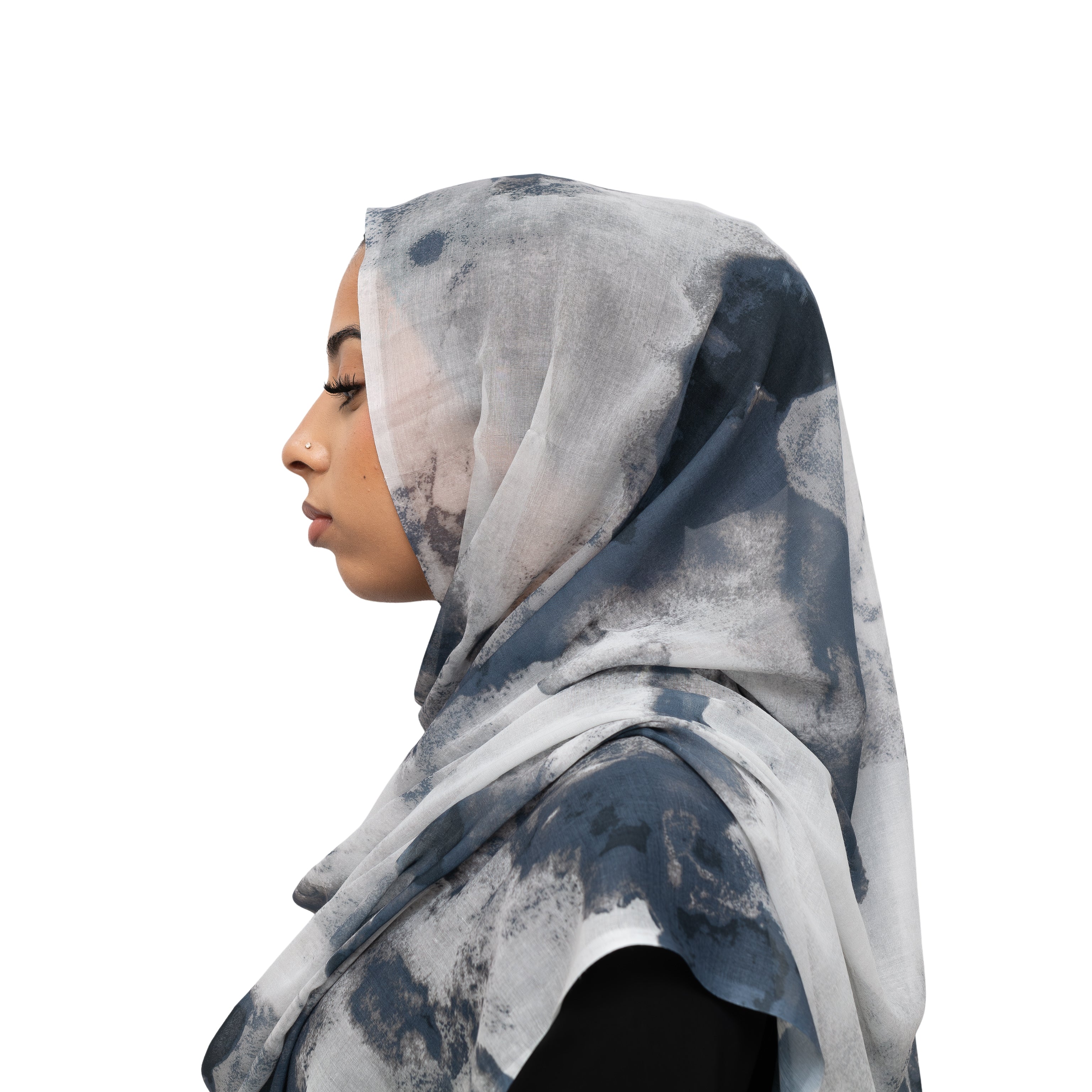 Watercolor Smooth Modal Hijab Blue Grey