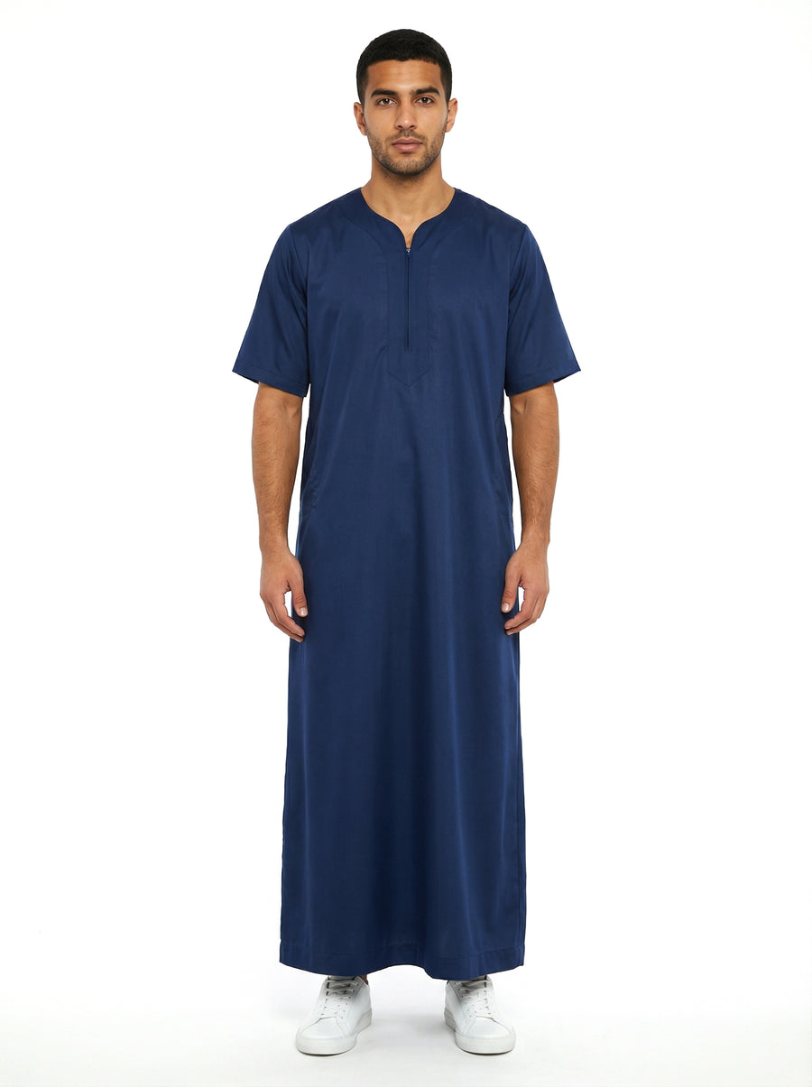 Omani Short Sleeve Thobe Navy 1527 Col 01