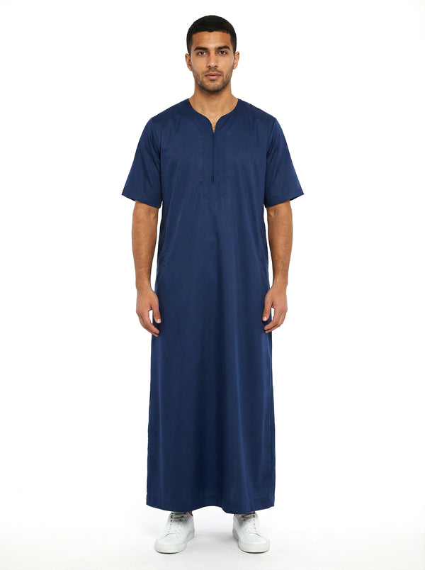 Omani Short Sleeve Thobe Navy 1527 Col 01