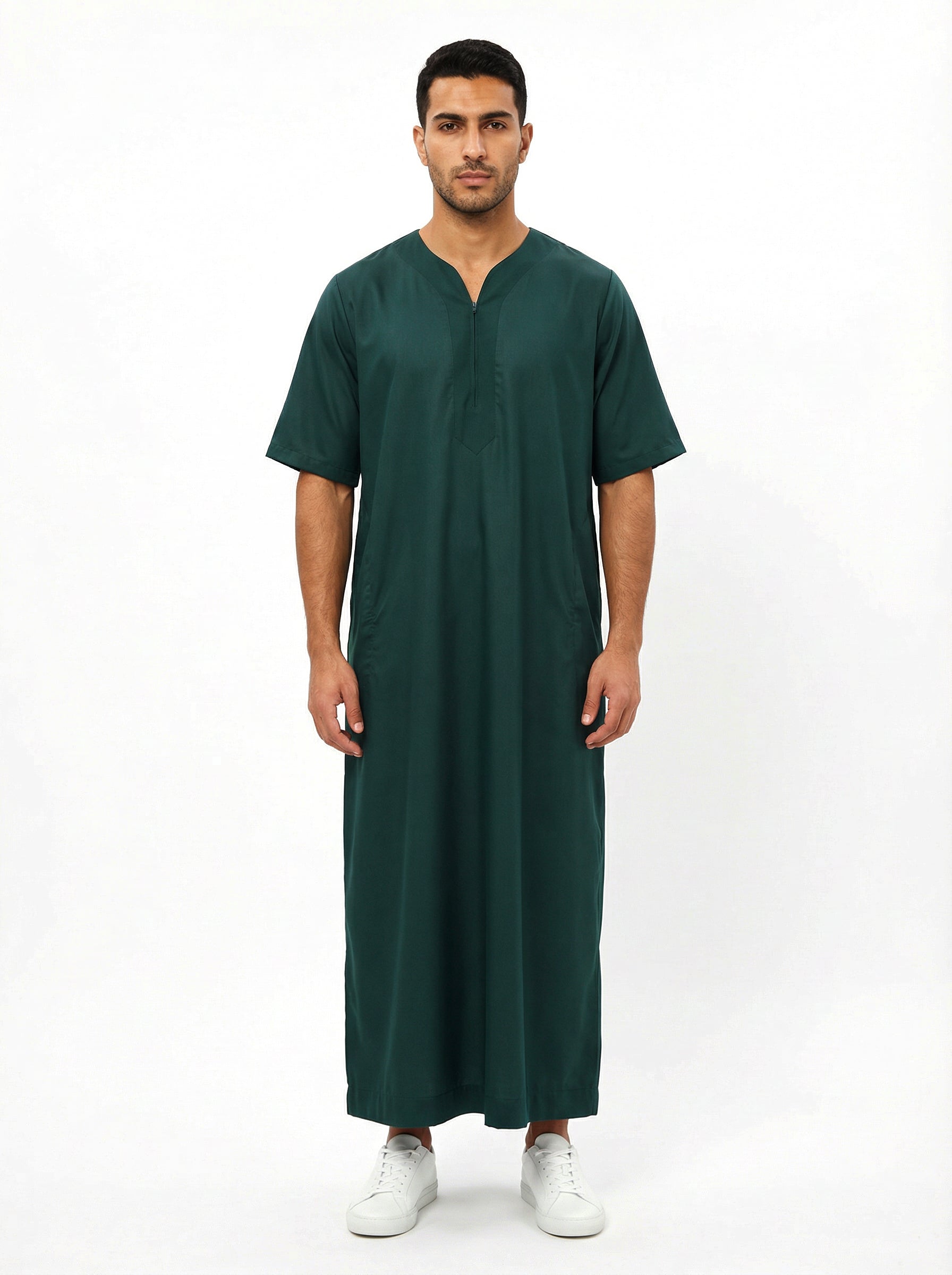 Omani Short Sleeve Thobe Dark Green 1527 Col 28