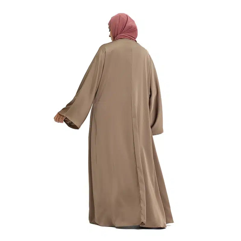 Two Piece Loose-fit Satin Mocha Kimono