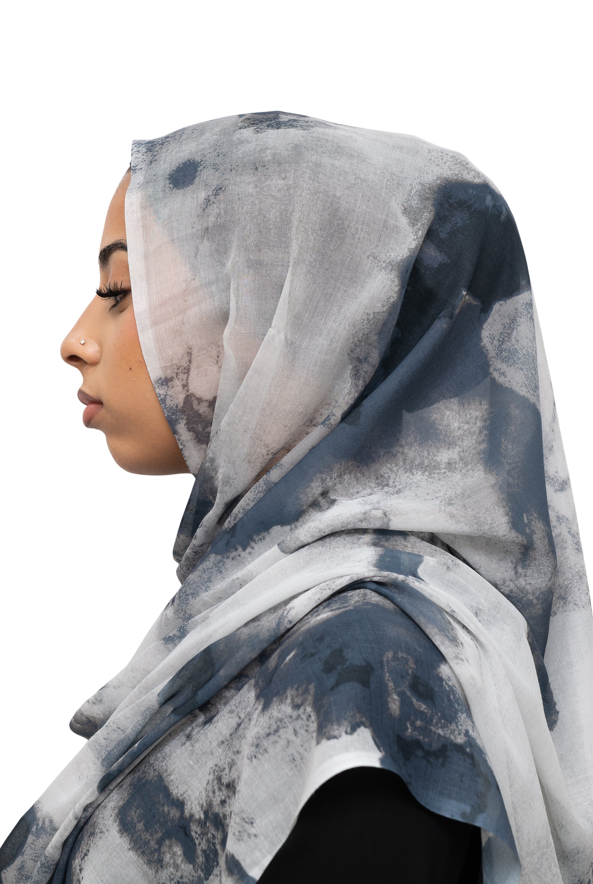 Watercolor Smooth Modal Hijab Blue Grey