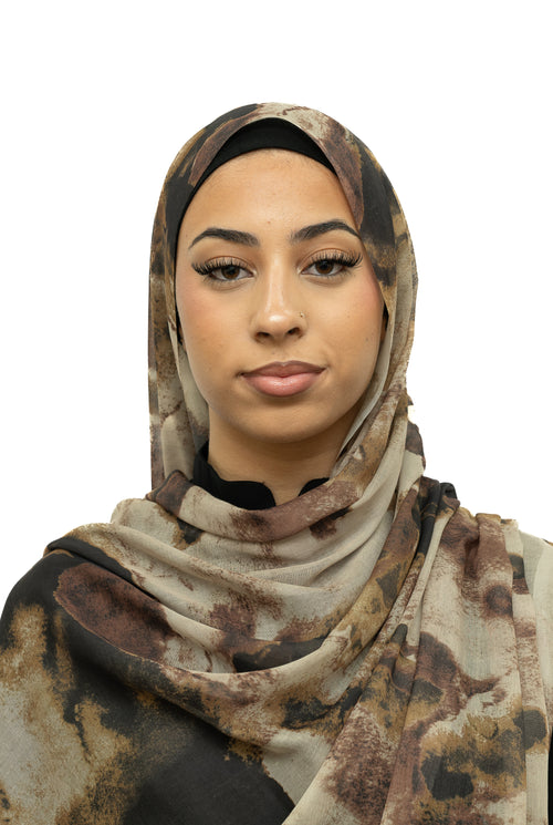Watercolor Smooth Modal Hijab Black Brown