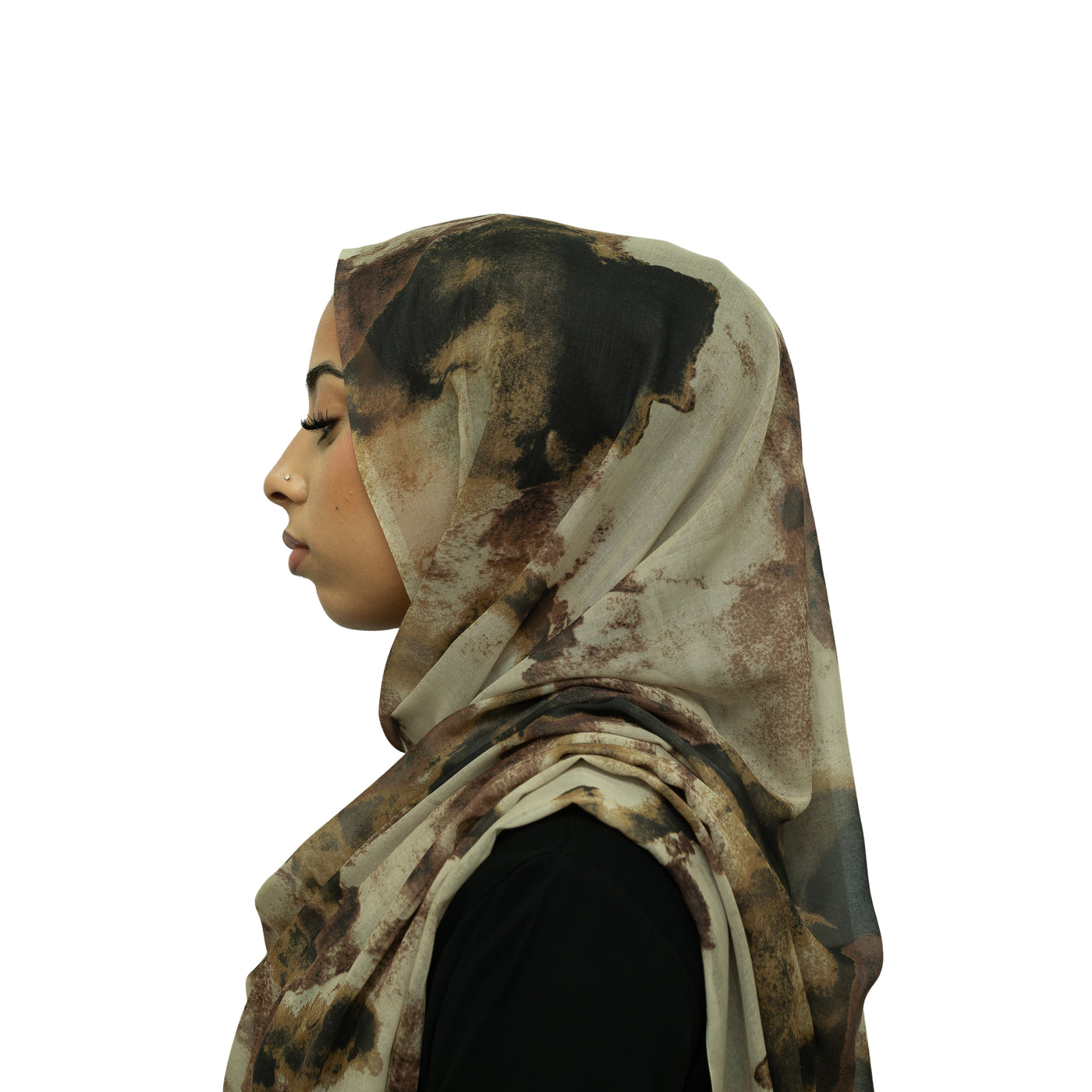 Watercolor Smooth Modal Hijab Black Brown