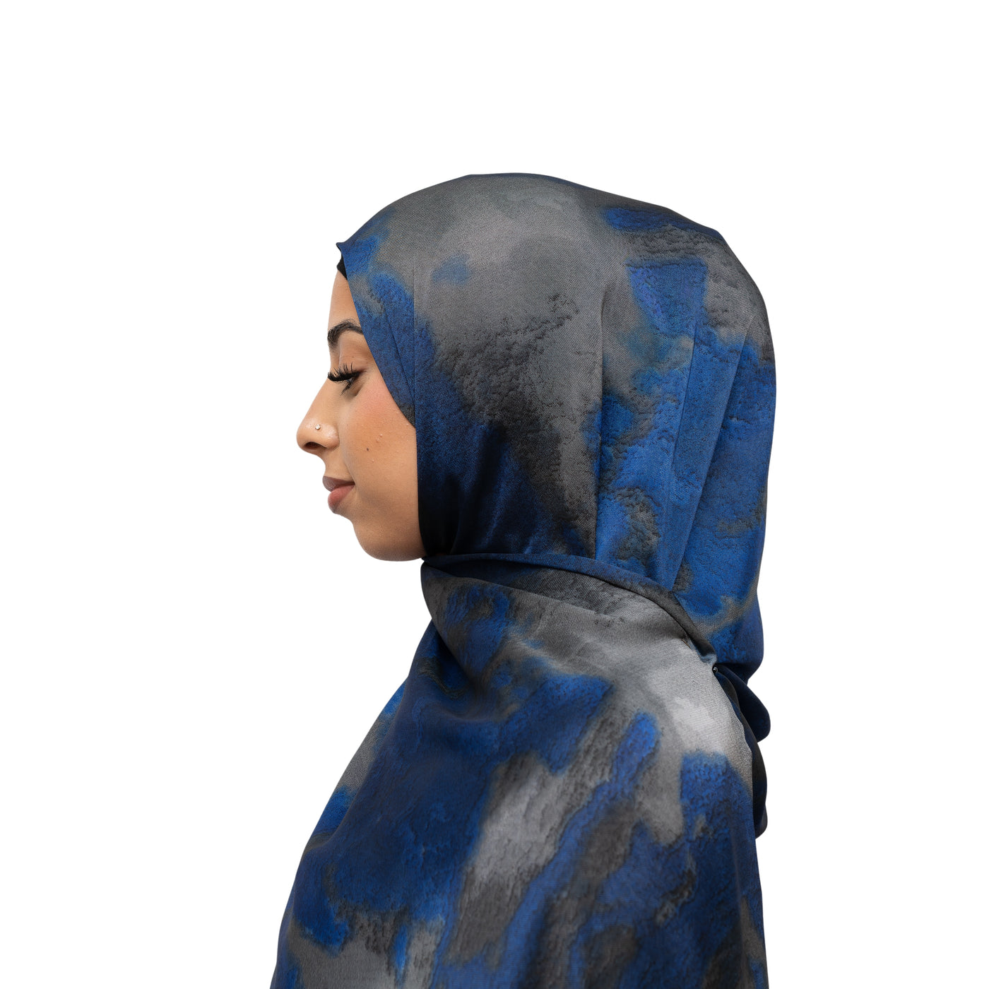 Vella Print Style 2-5 Silk Chiffon Hijab Royal Blue