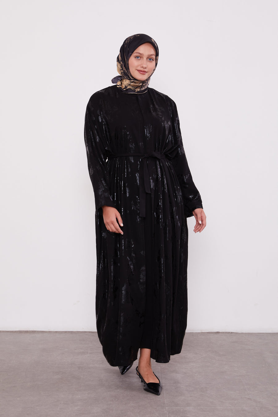 Shimmer Batwing Kimono Set Black 520358