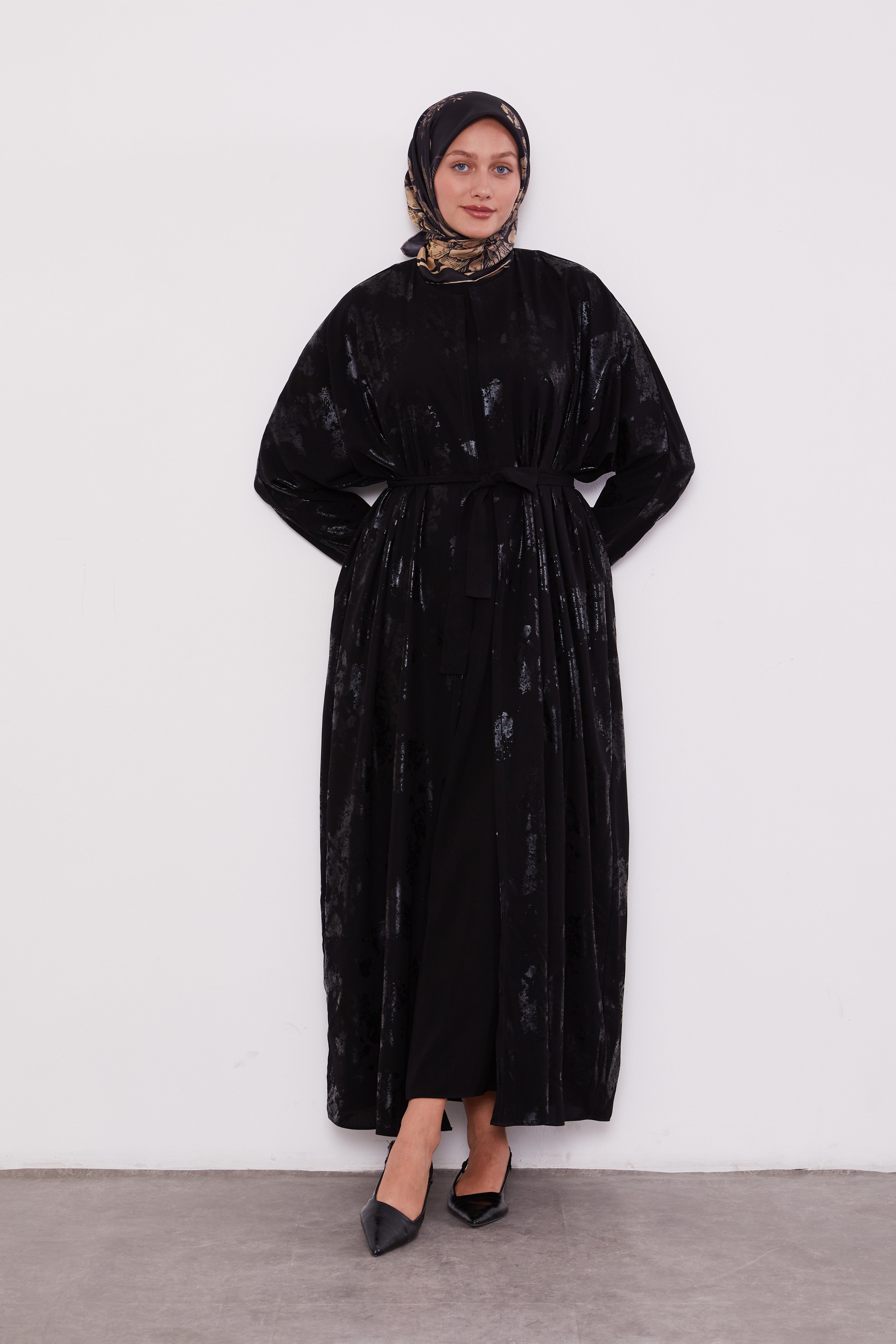 Shimmer Batwing Kimono Set Black 520358