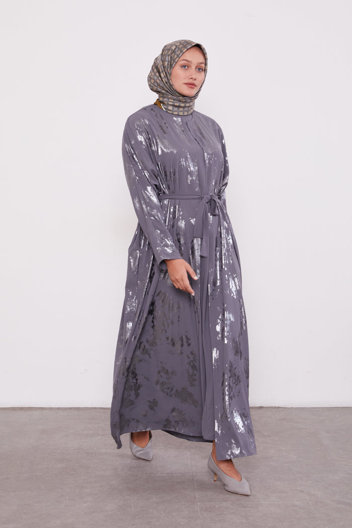Shimmer Batwing Kimono Set Grey 520358