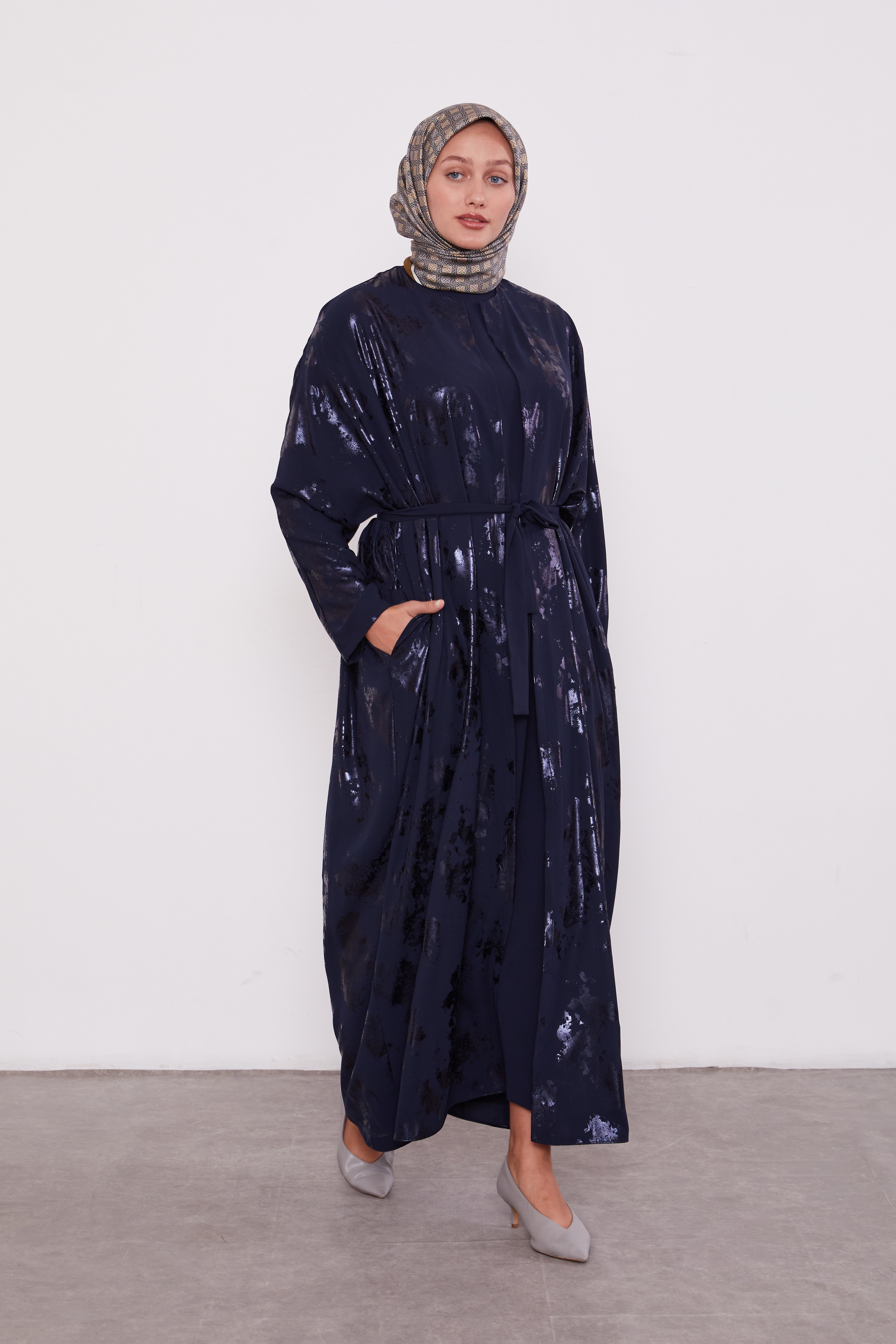 Shimmer Batwing Kimono Set Navy 520358