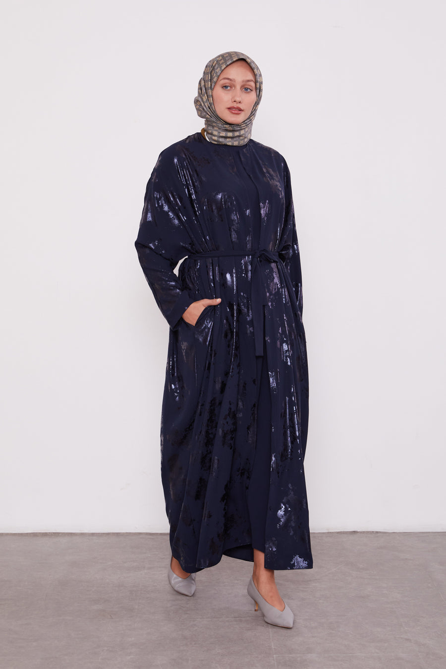 Shimmer Batwing Kimono Set Navy 520358