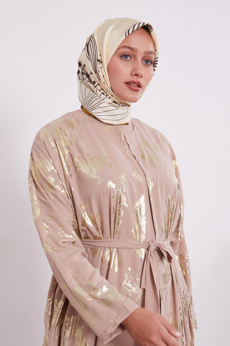 Shimmer Batwing Kimono Set Dark Beige 520358