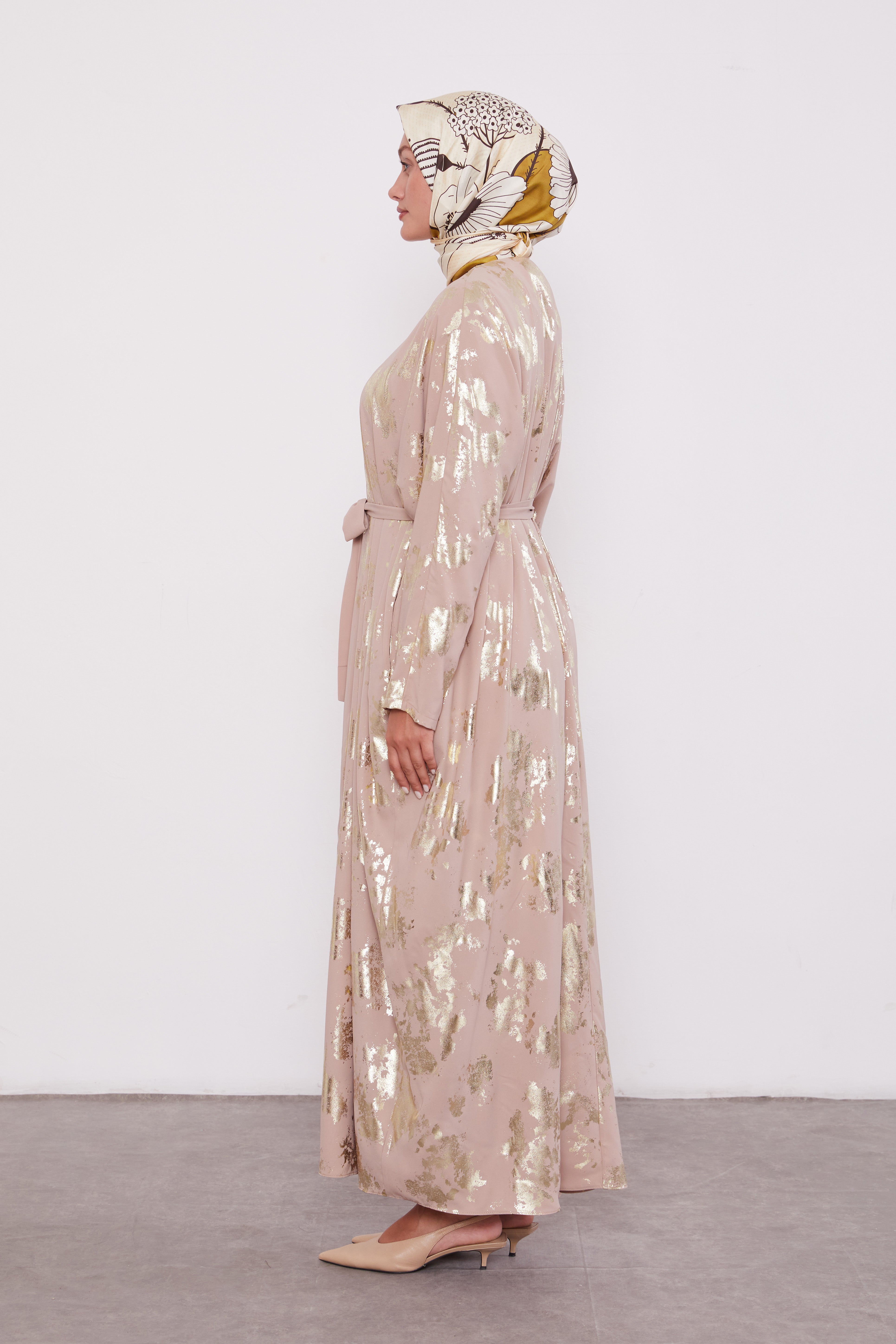 Shimmer Batwing Kimono Set Dark Beige 520358