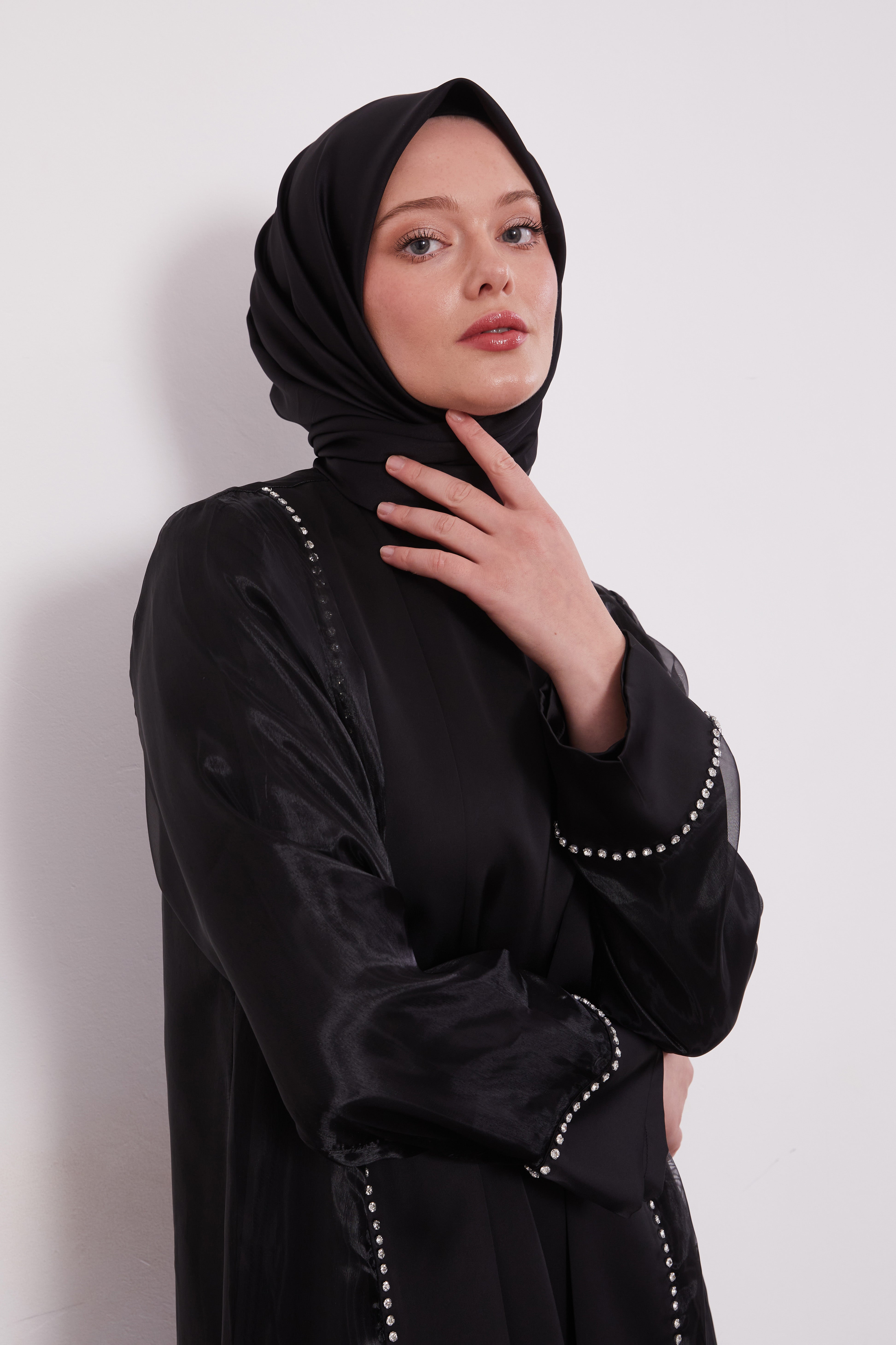 Luxury Satin 2 Piece Kimono Set Black