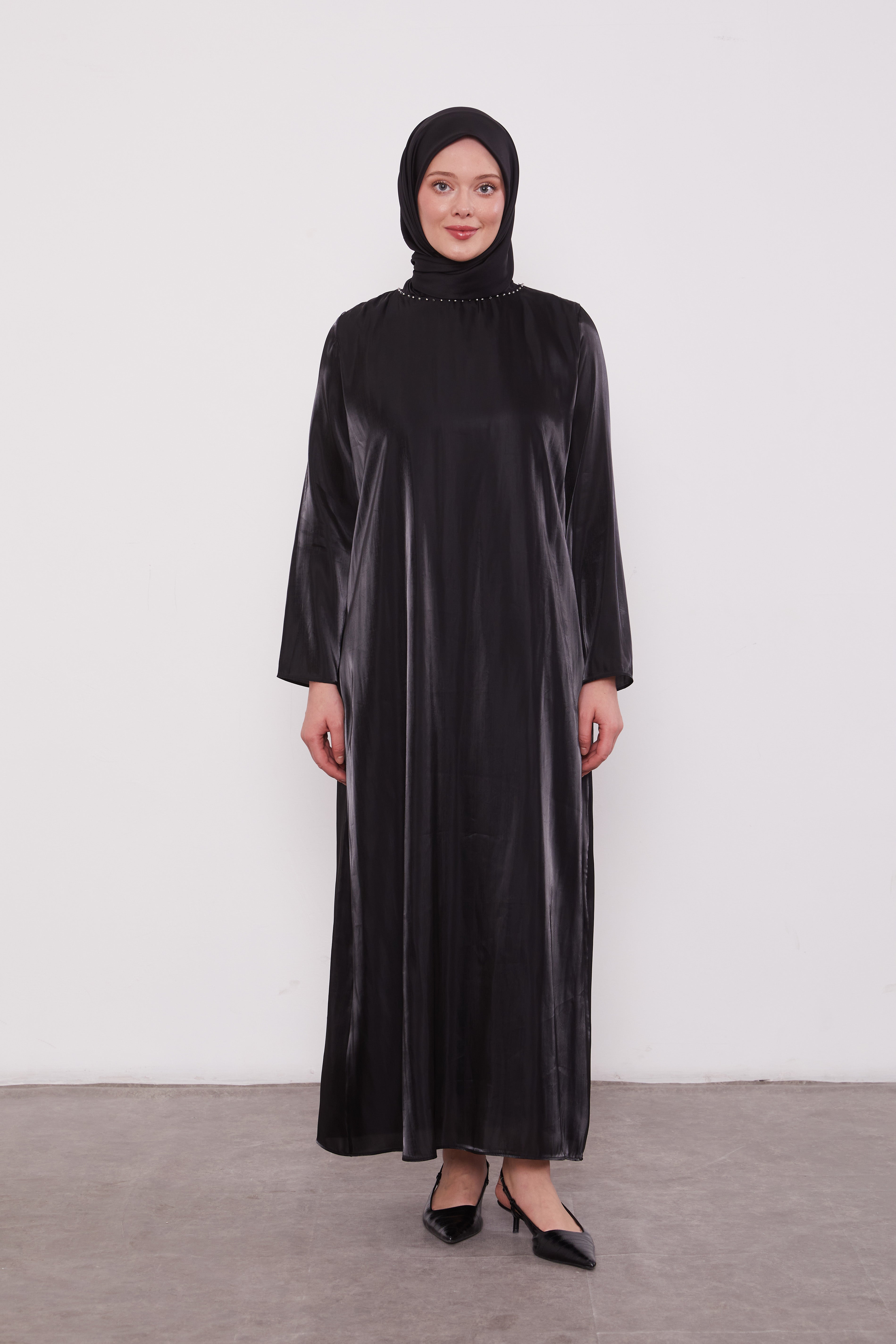 Organza 2 Piece Detailed Kimono Set Black