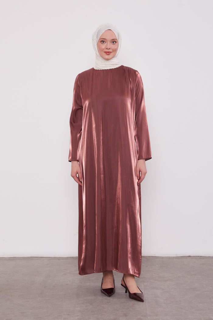 Organza 2 Piece Detailed Kimono Set Rose Brown 520716