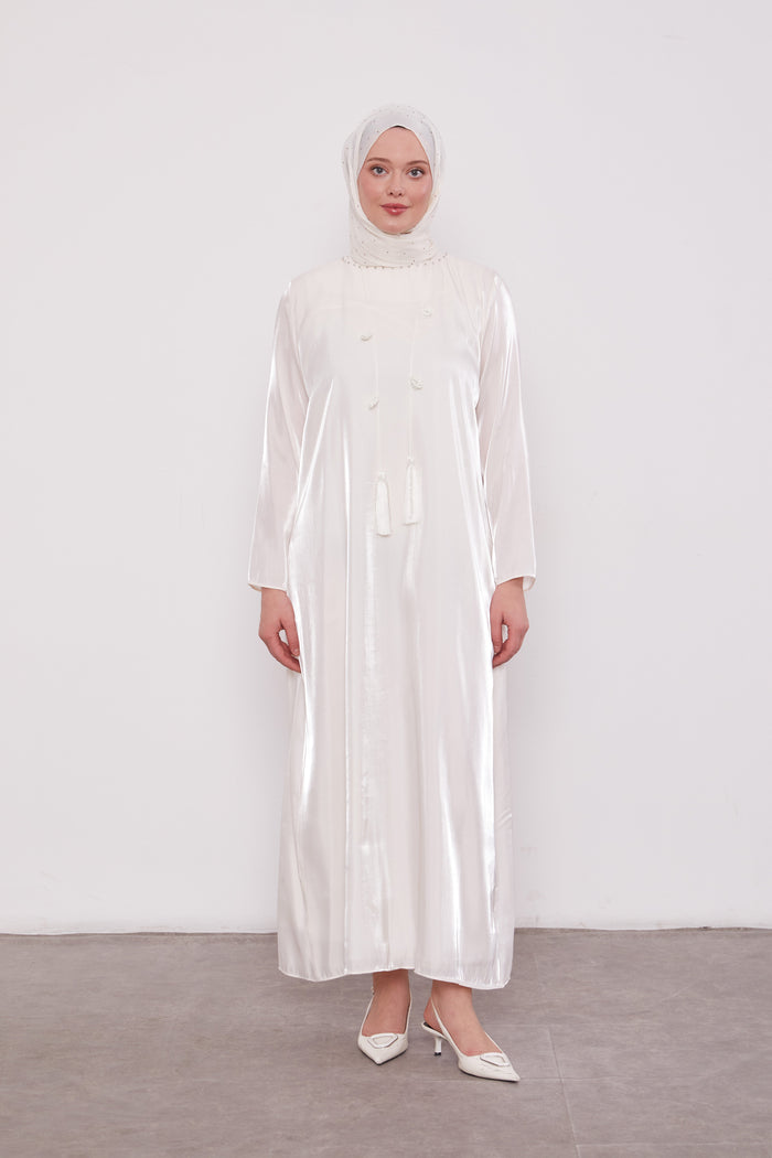 Organza 2 Piece Detailed Kimono Set Ecru 520716