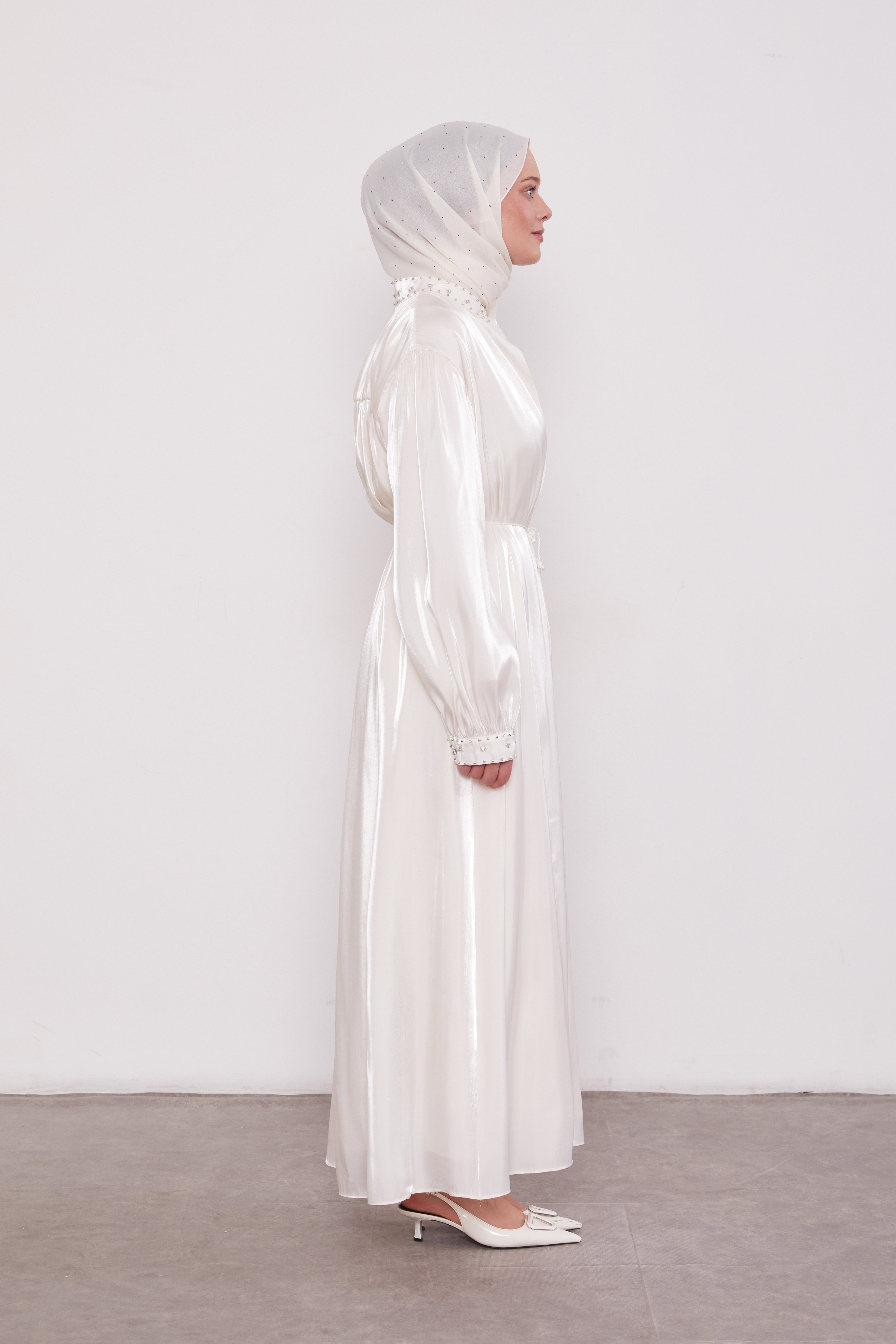 Organza 2 Piece Detailed Kimono Set Ivory