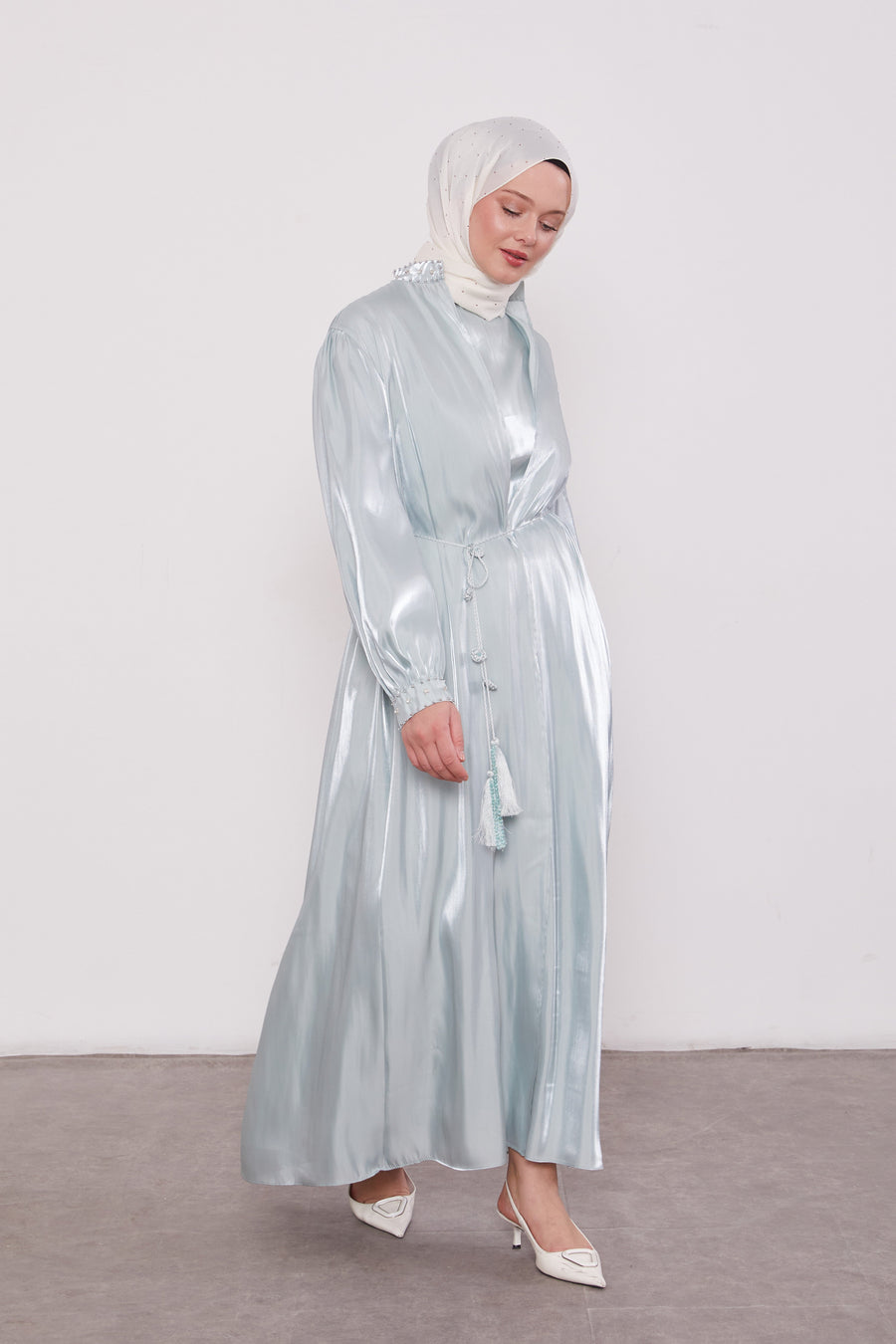 Organza 2 Piece Detailed Kimono Set Mint Green 520716