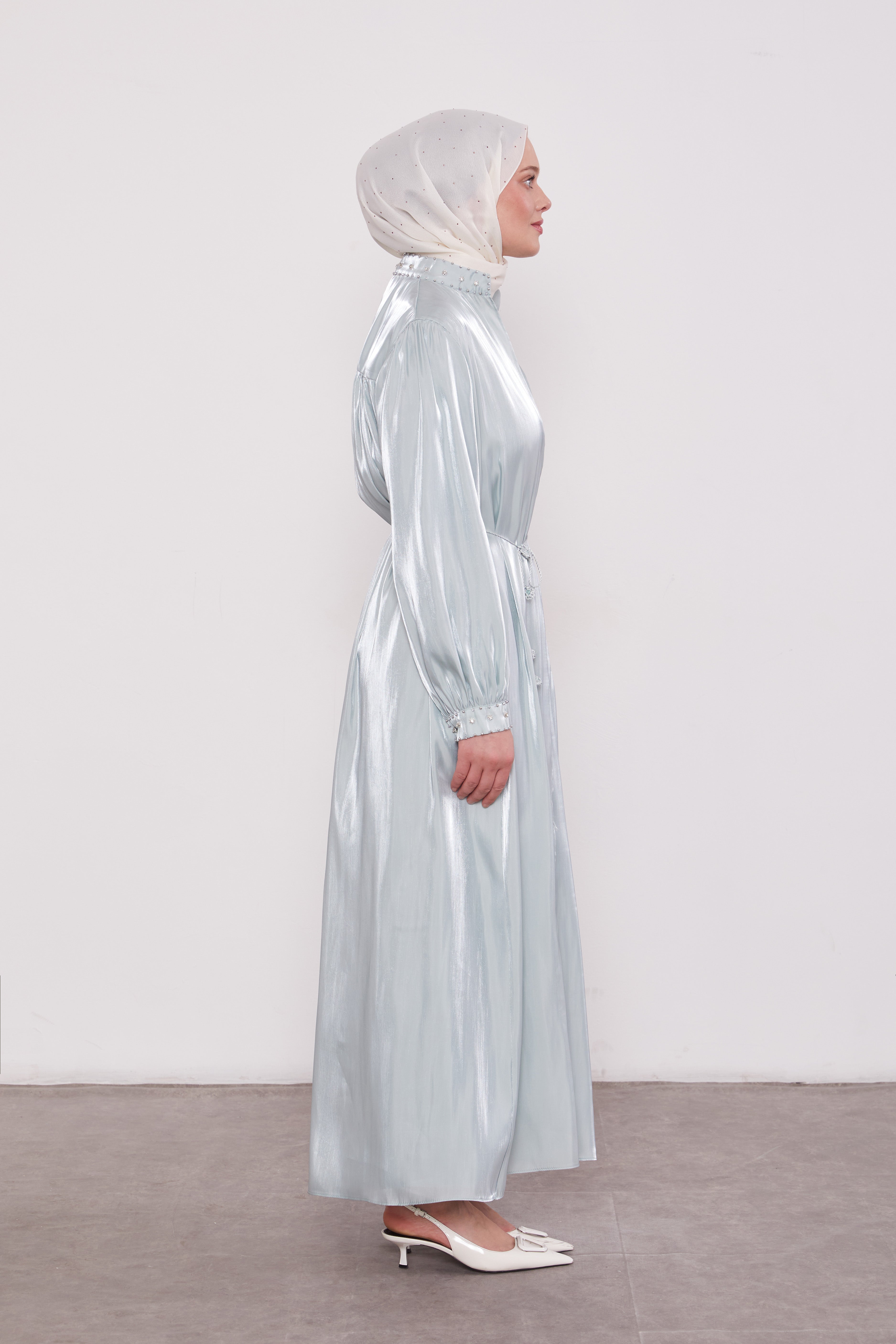 Organza 2 Piece Detailed Kimono Set Mint