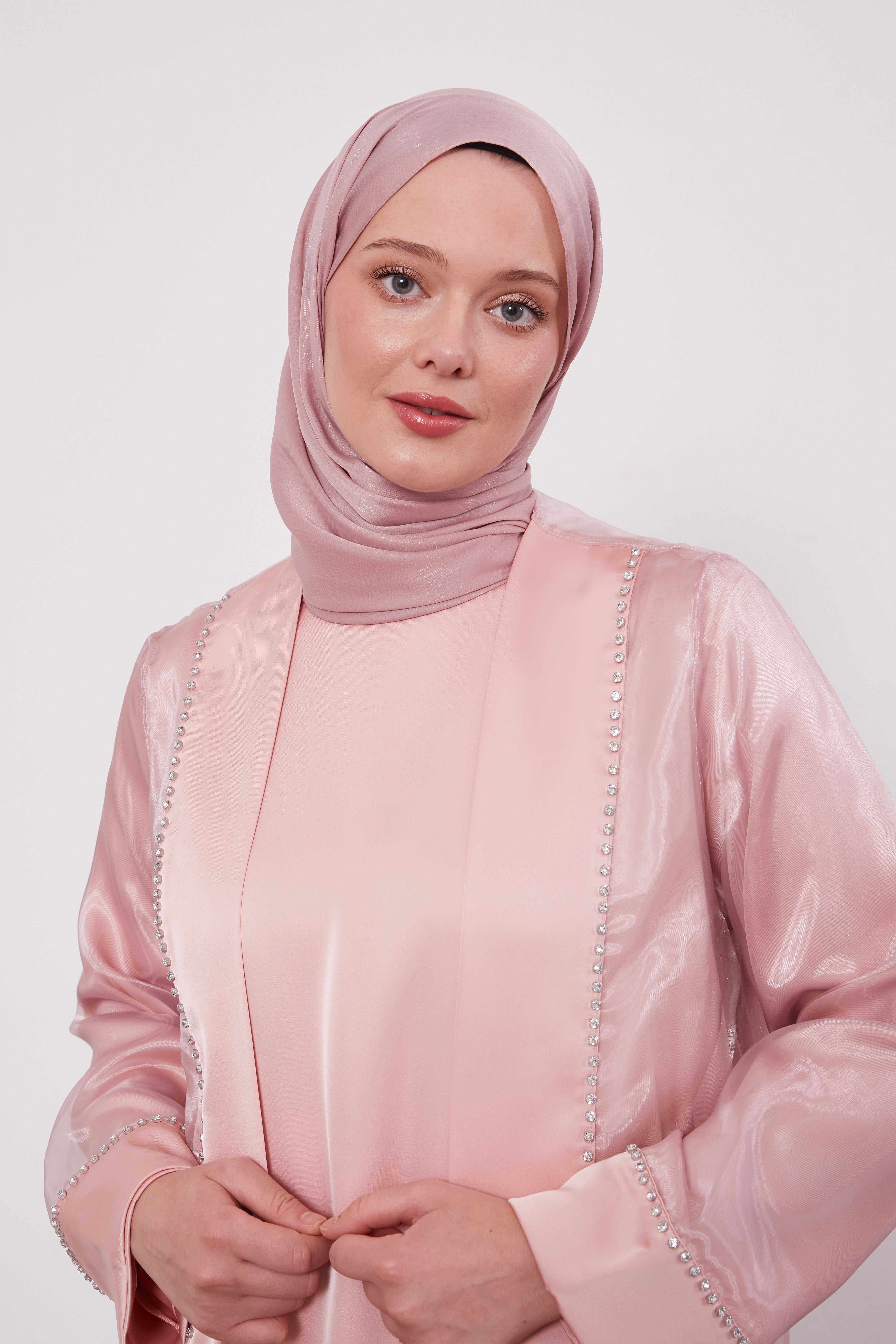 Luxury Satin 2 Piece Kimono Set Pink