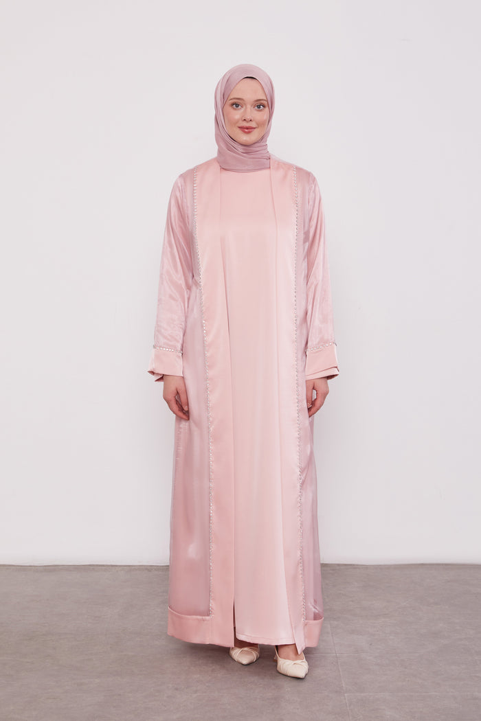 Luxury Satin 2 Piece Kimono Set Powder 520706