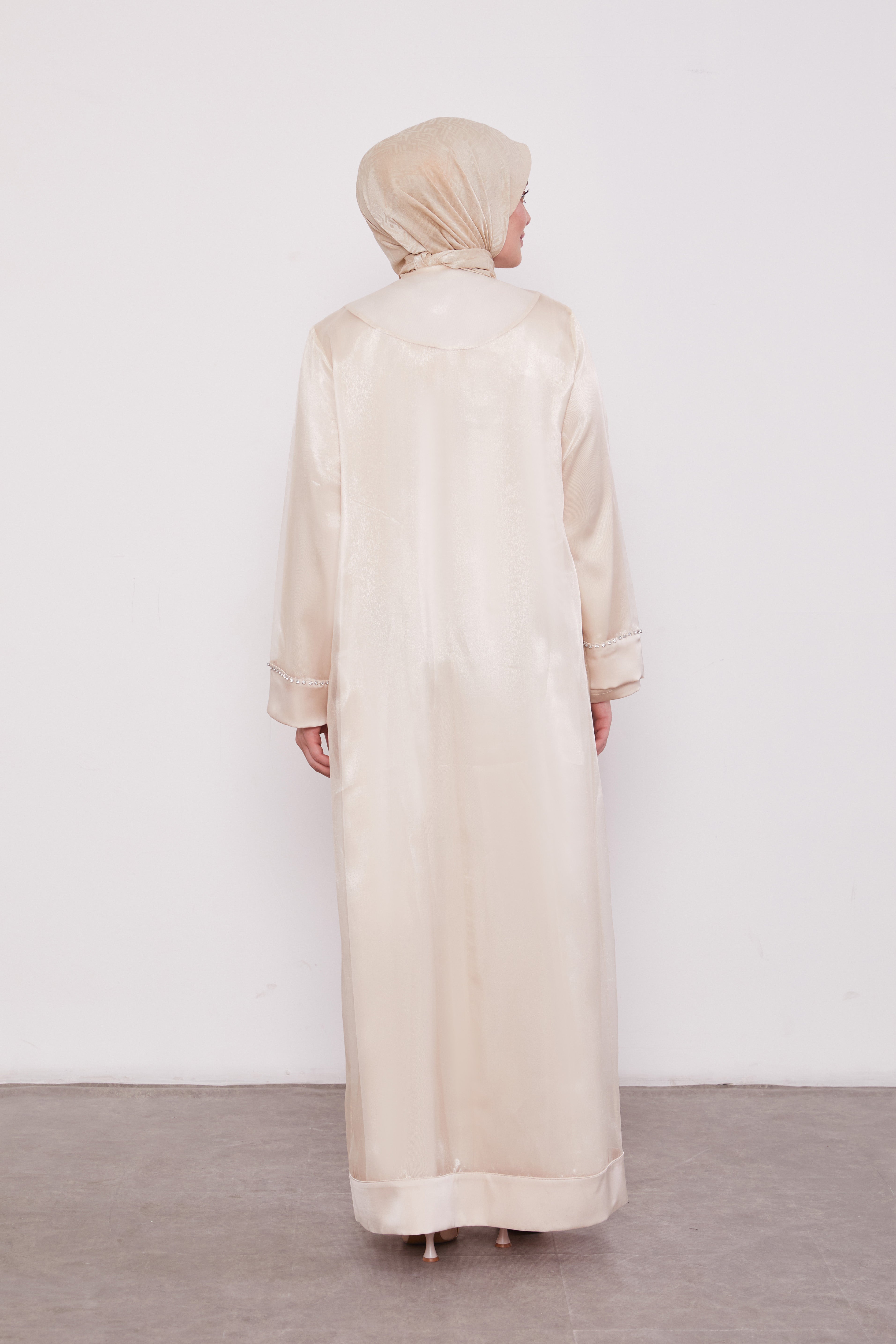 Luxury Satin 2 Piece Kimono Set Biege