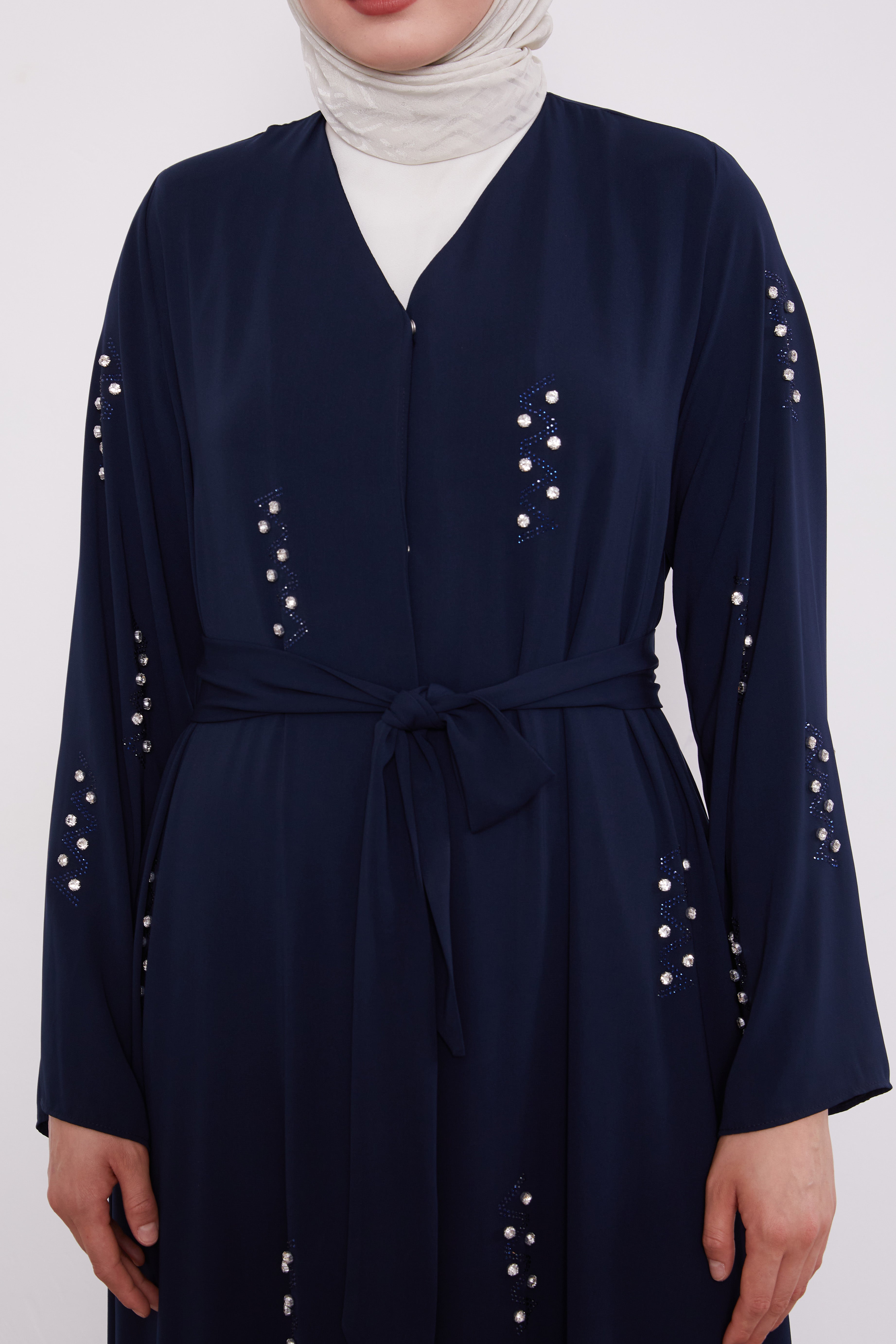 Pearl Constellation Buttoned Abaya Navy 520369