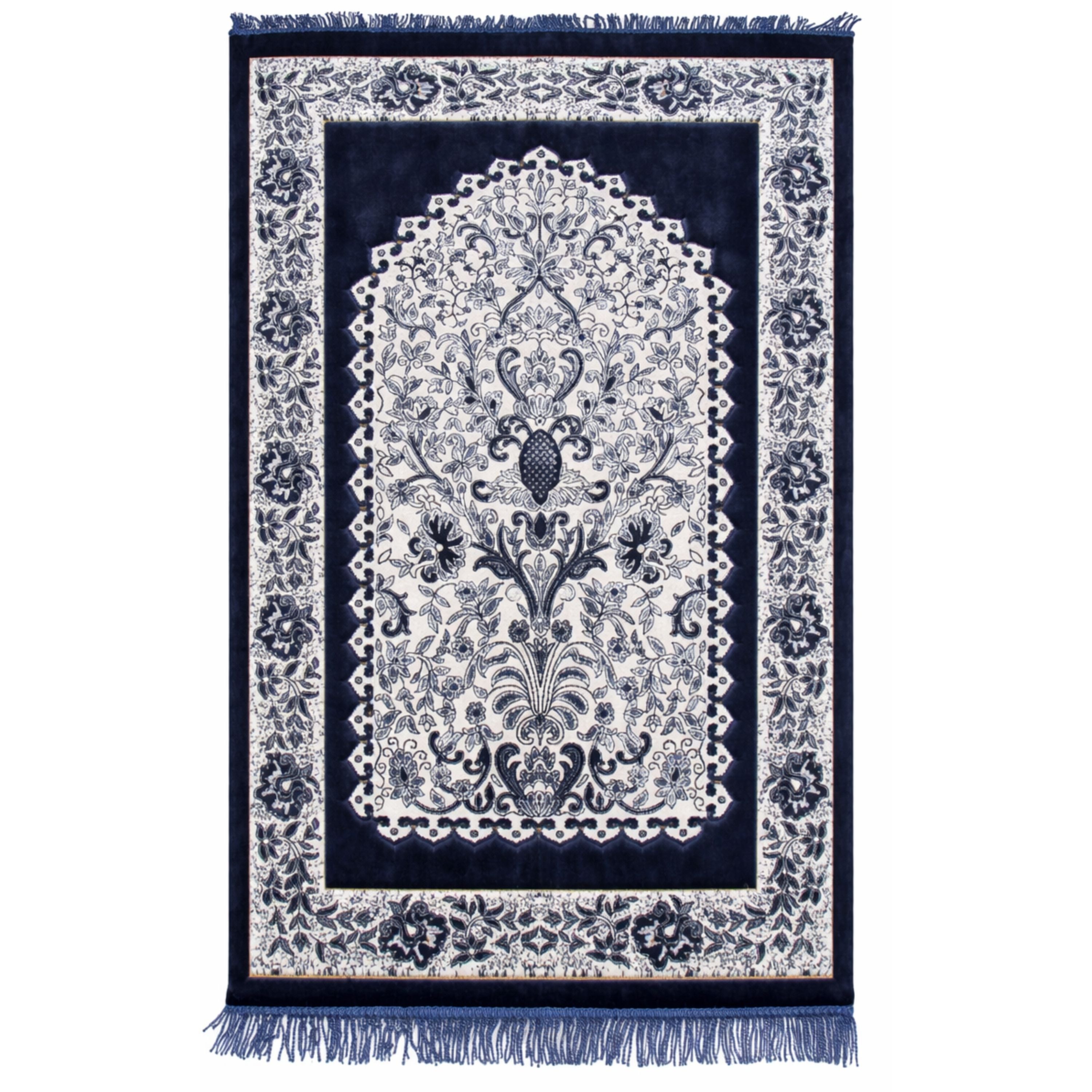 Memory Foam Padded Prayer Mat Navy And White