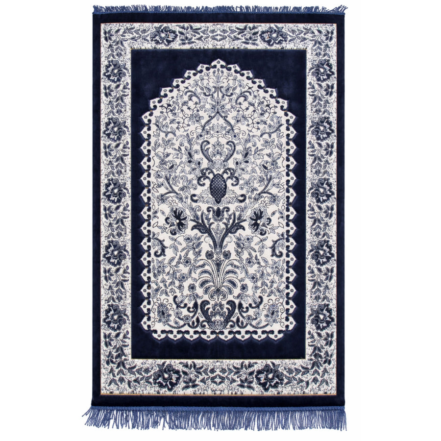 Memory Foam Padded Prayer Mat Navy And White