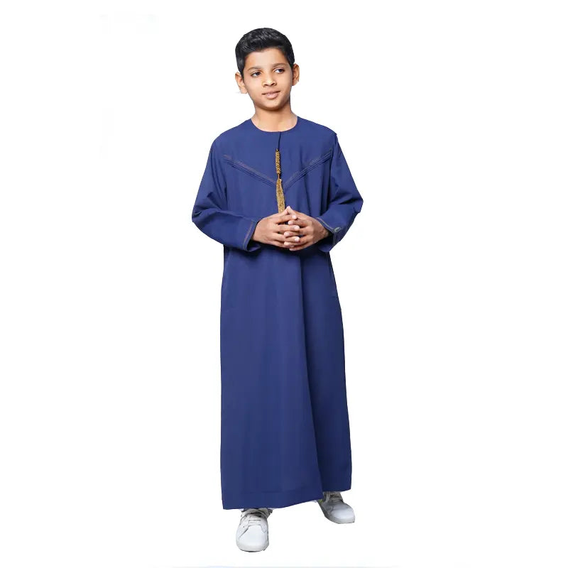 Omani Kids Ink Blue Tasseled Thobes  923 01 image 2