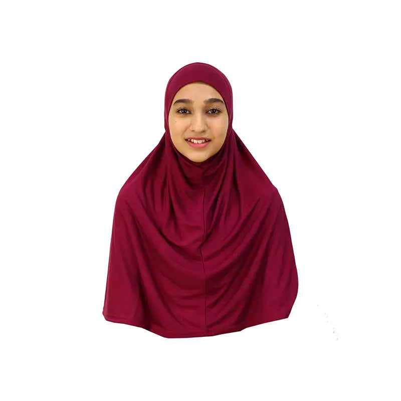 Burgundy Girls Hijab - Large Size