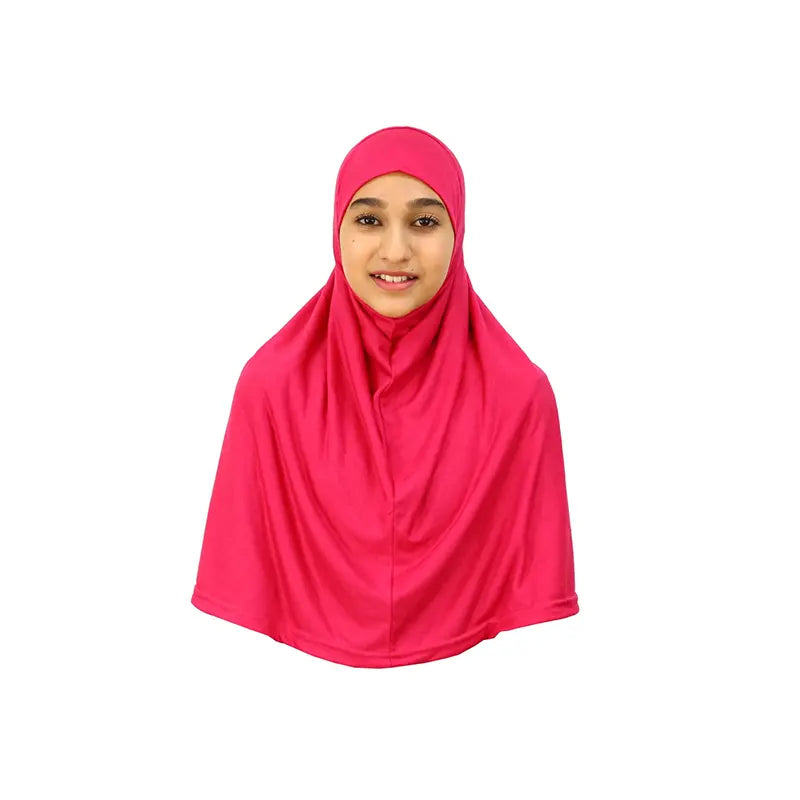 Bright Pink Girls Hijab - Large Size