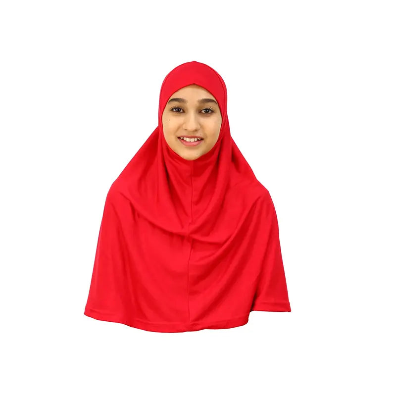 Red Girls Hijab - Large Size