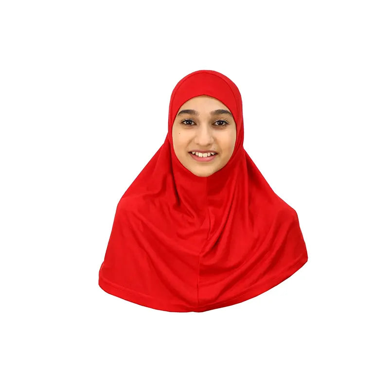 Red Girls Hijab - Medium Size