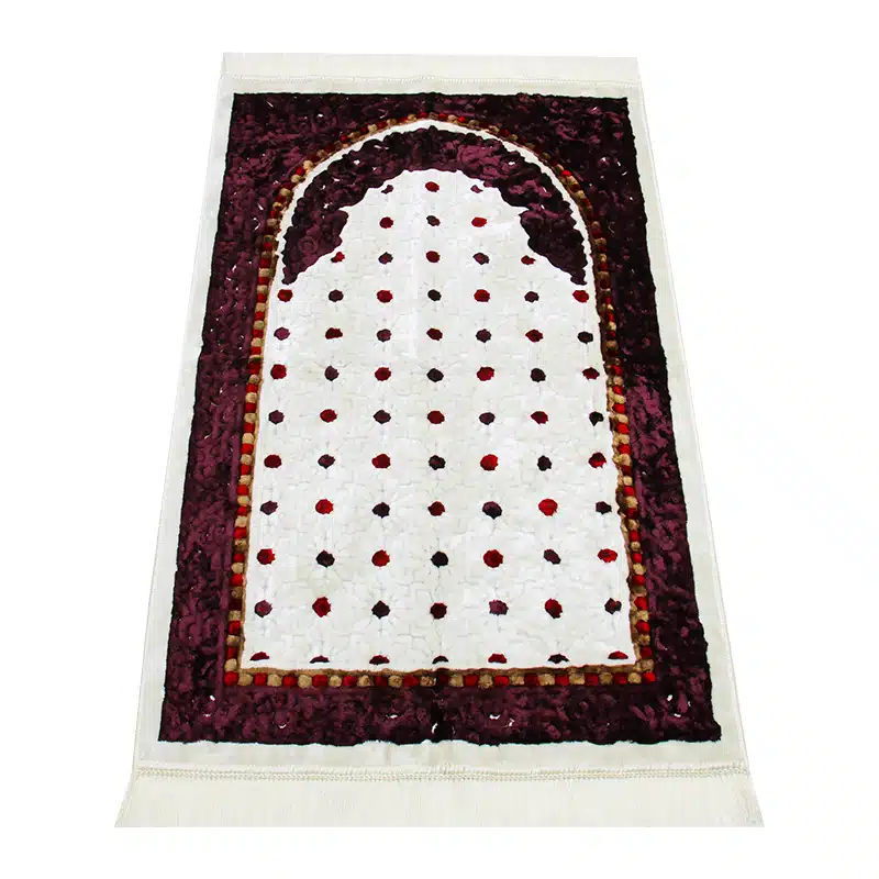 Megane Seccade Maroon & White Pattern Prayer Mat