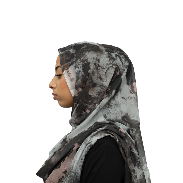 Watercolor Smooth Modal Hijab Grey Pink