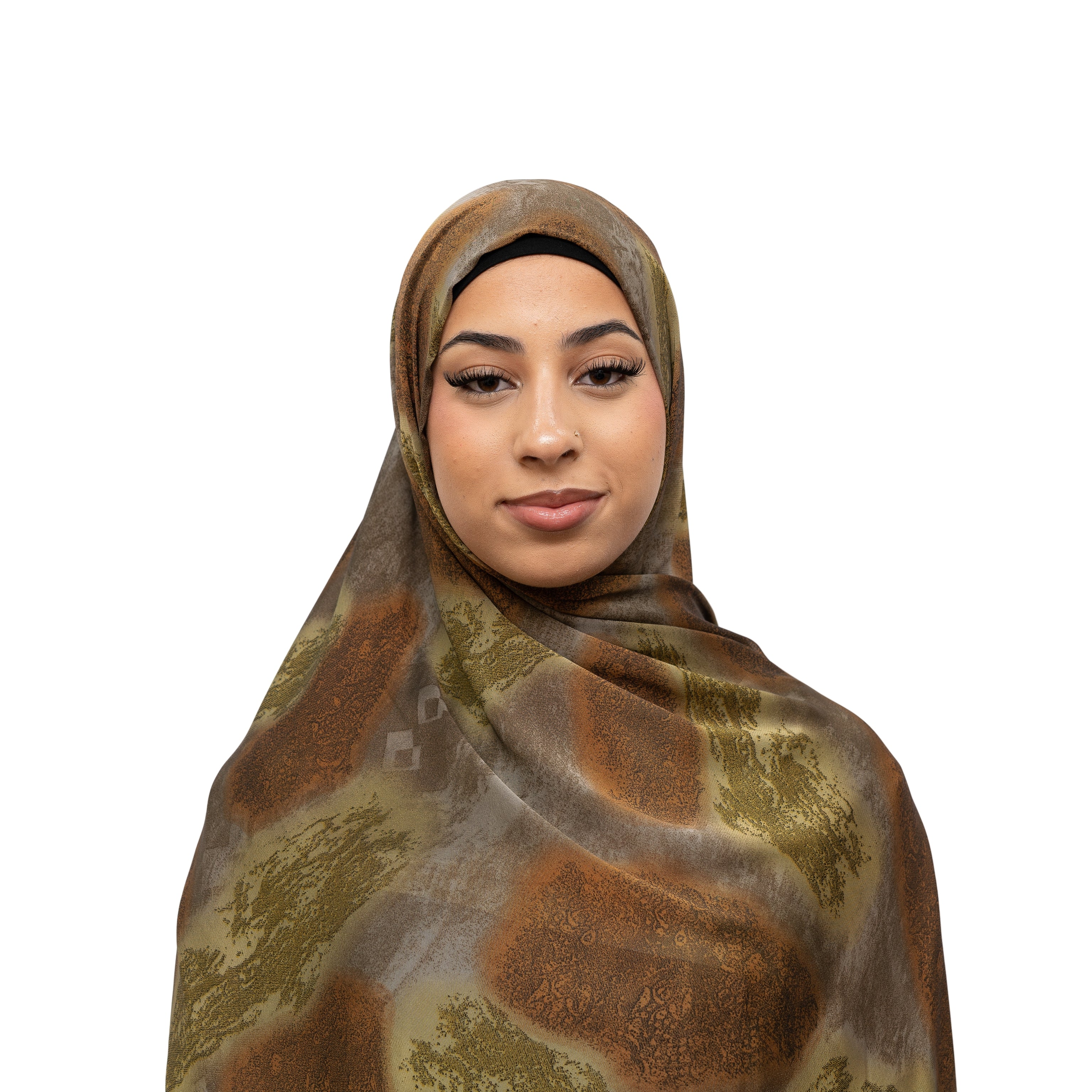 Vella Print Style 3-2 Silk Chiffon Hijab Pistachio Brown