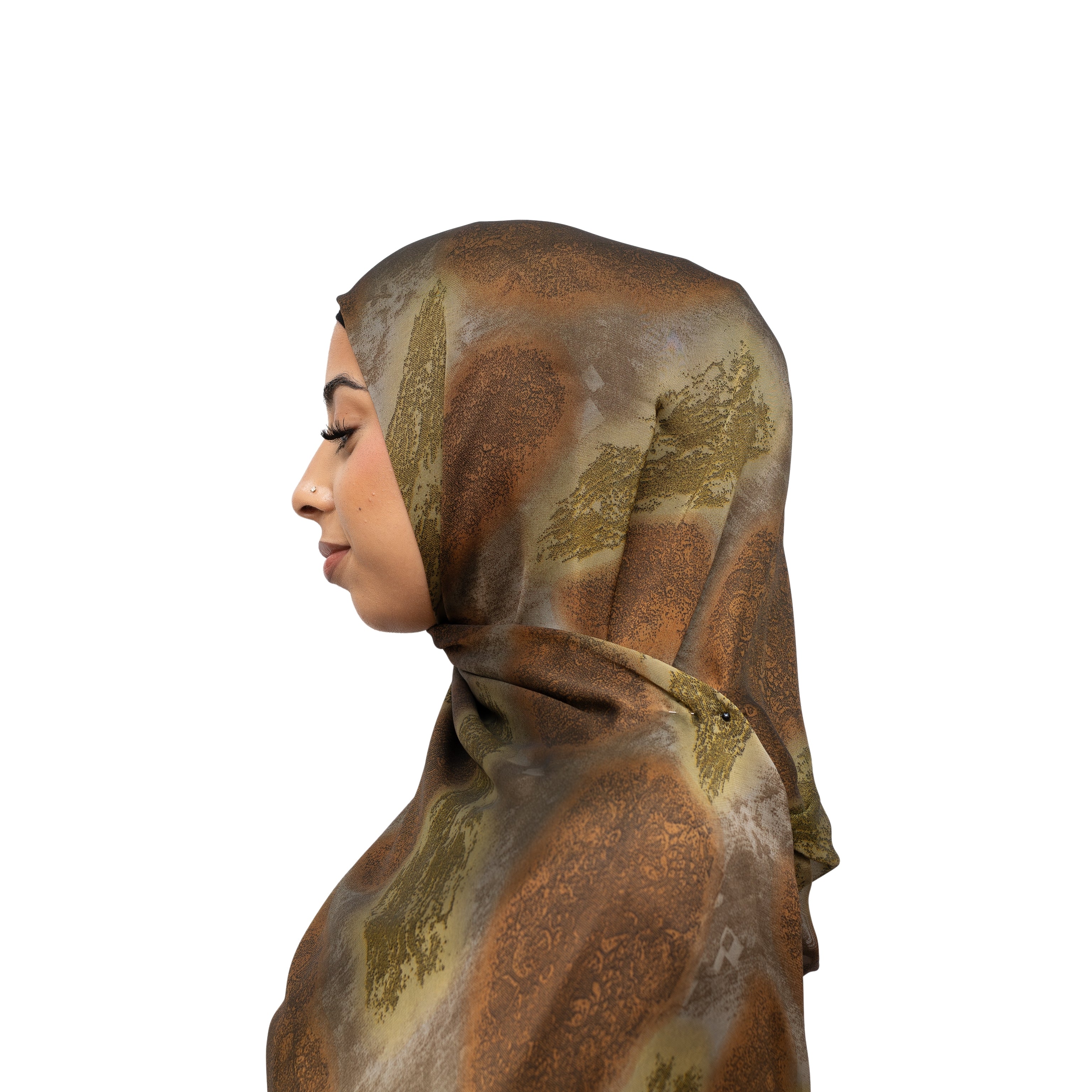 Vella Print Style 3-2 Silk Chiffon Hijab Pistachio Brown