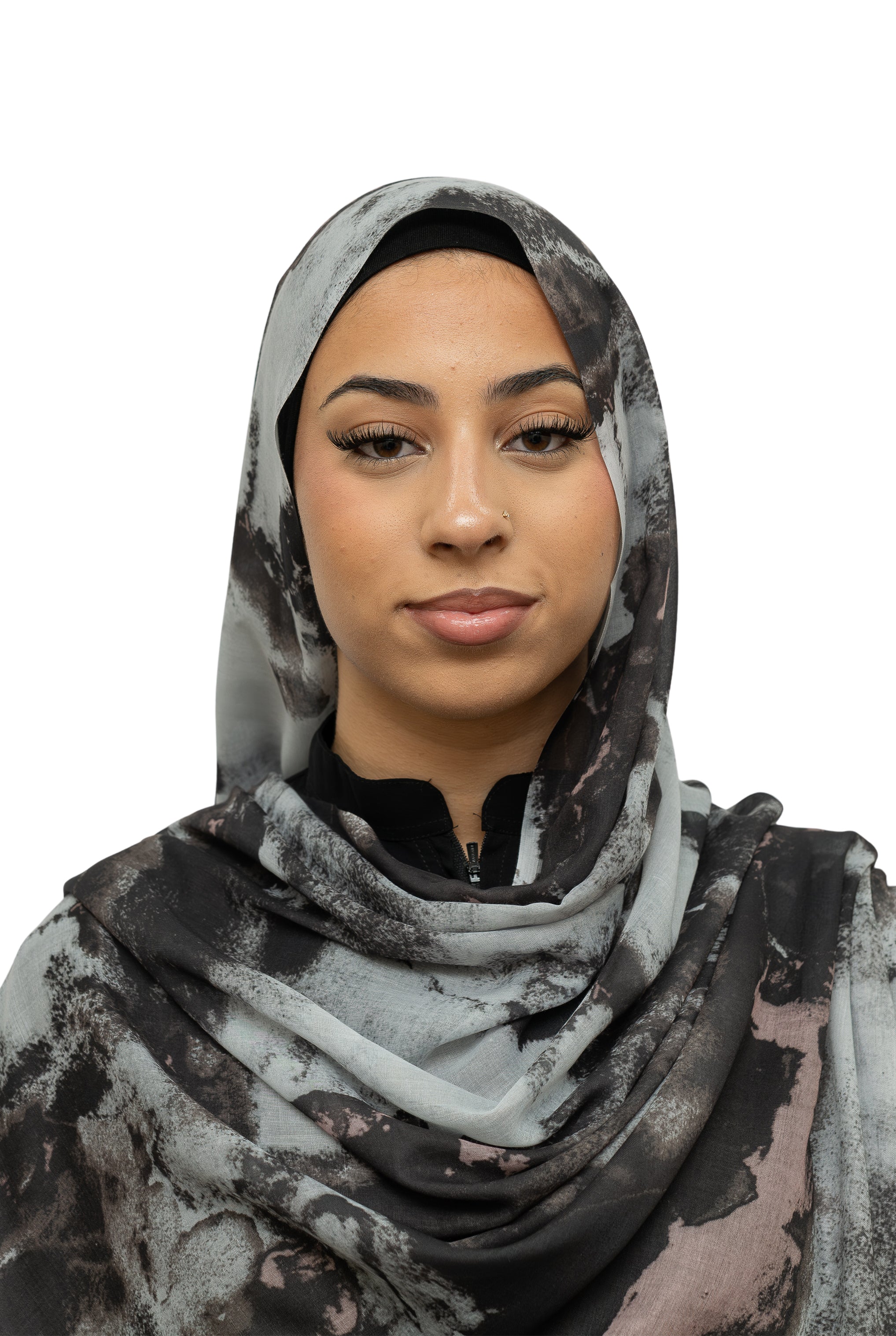 Watercolor Smooth Modal Hijab Grey Pink