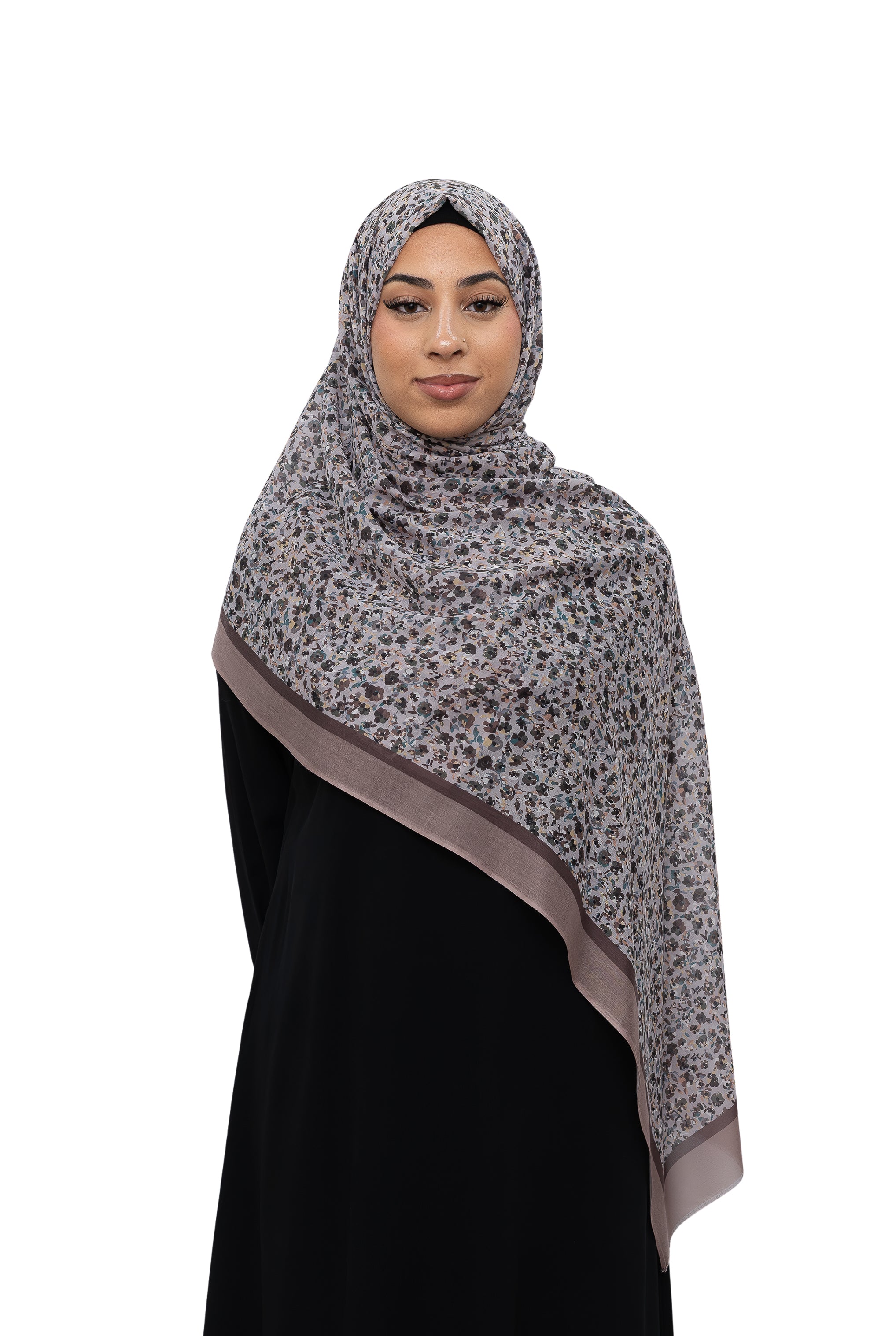 Exclusive Cotton Print Hijab Floral Beige Brown Col 7