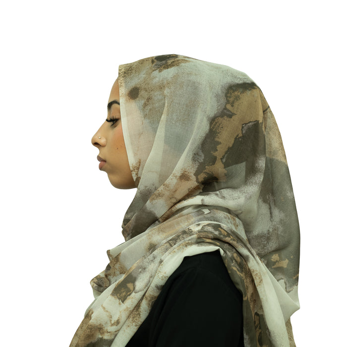 Watercolor Smooth Modal Hijab Army Green