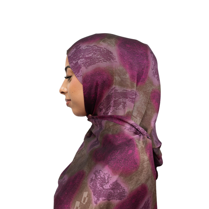 Vella Print Style 3-4 Silk Chiffon Hijab Purple