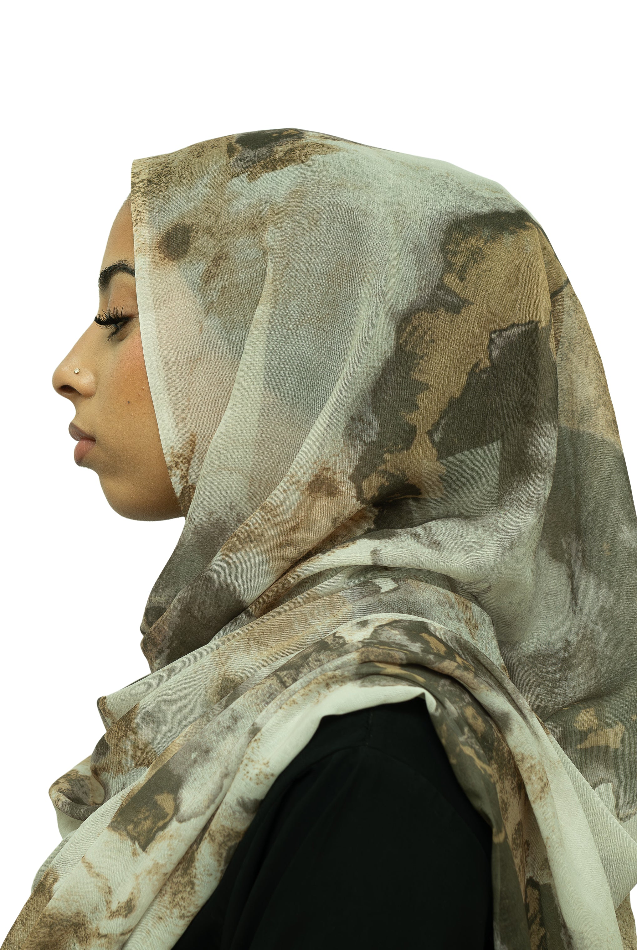 Watercolor Smooth Modal Hijab Army Green