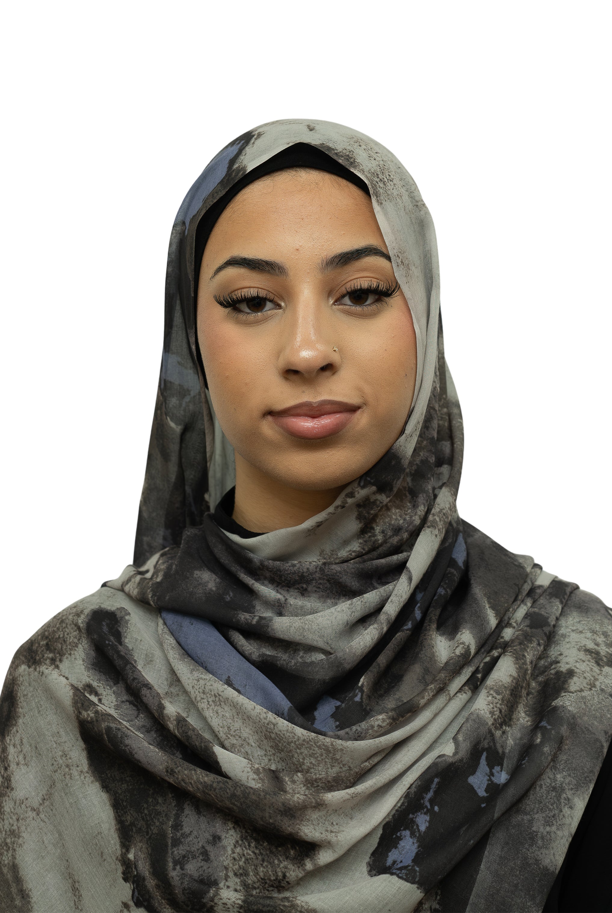 Watercolor Smooth Modal Hijab Blue Brown