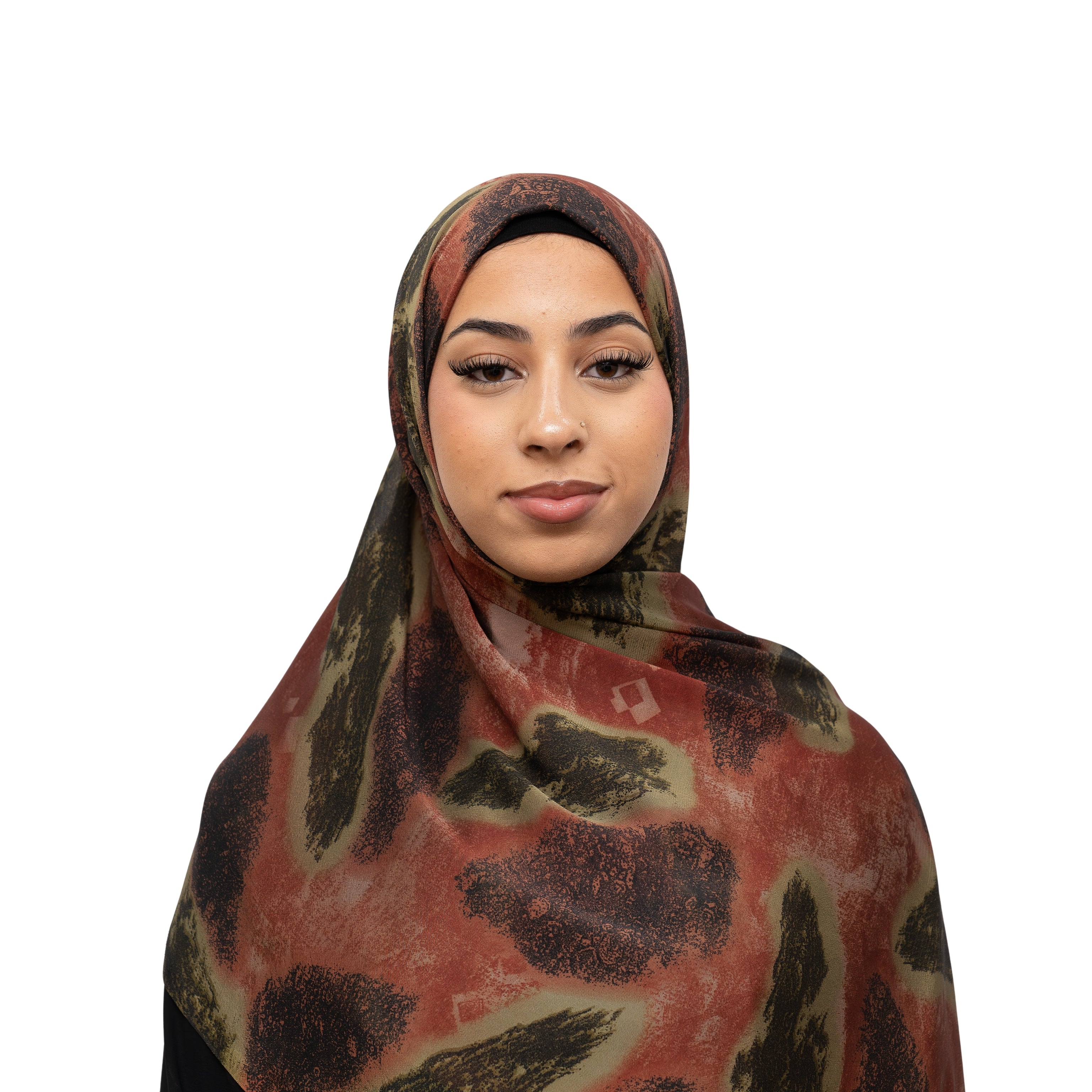 Vella Print Style 3-1 Silk Chiffon Hijab Brown, Rose Wood