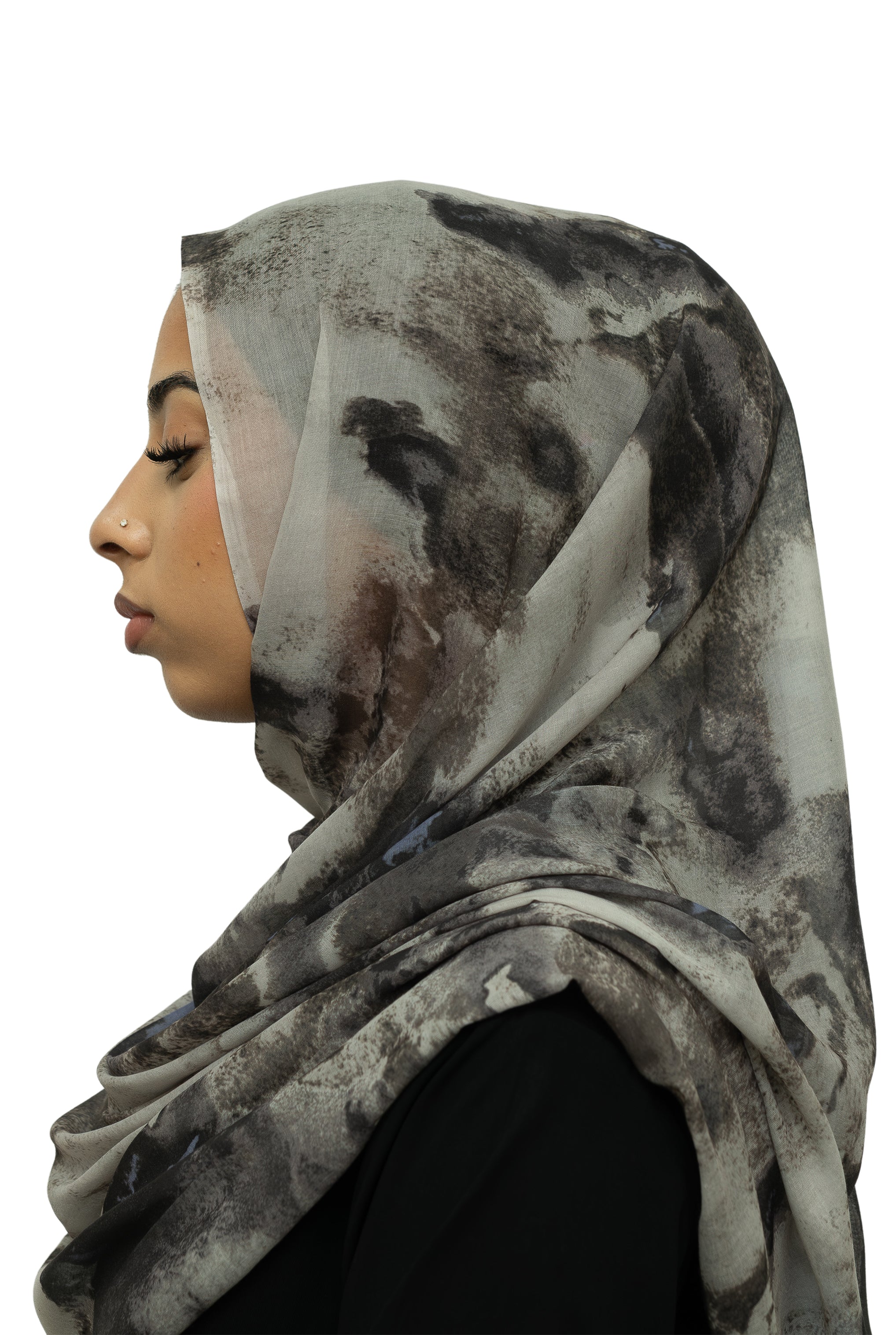 Watercolor Smooth Modal Hijab Blue Brown